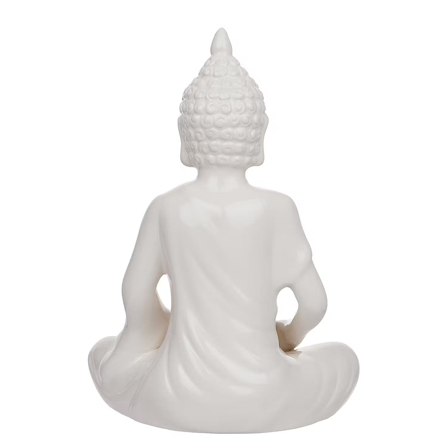 BUDDHA Deko-Statue mit Teelichthalter - Dolomit - Weiß