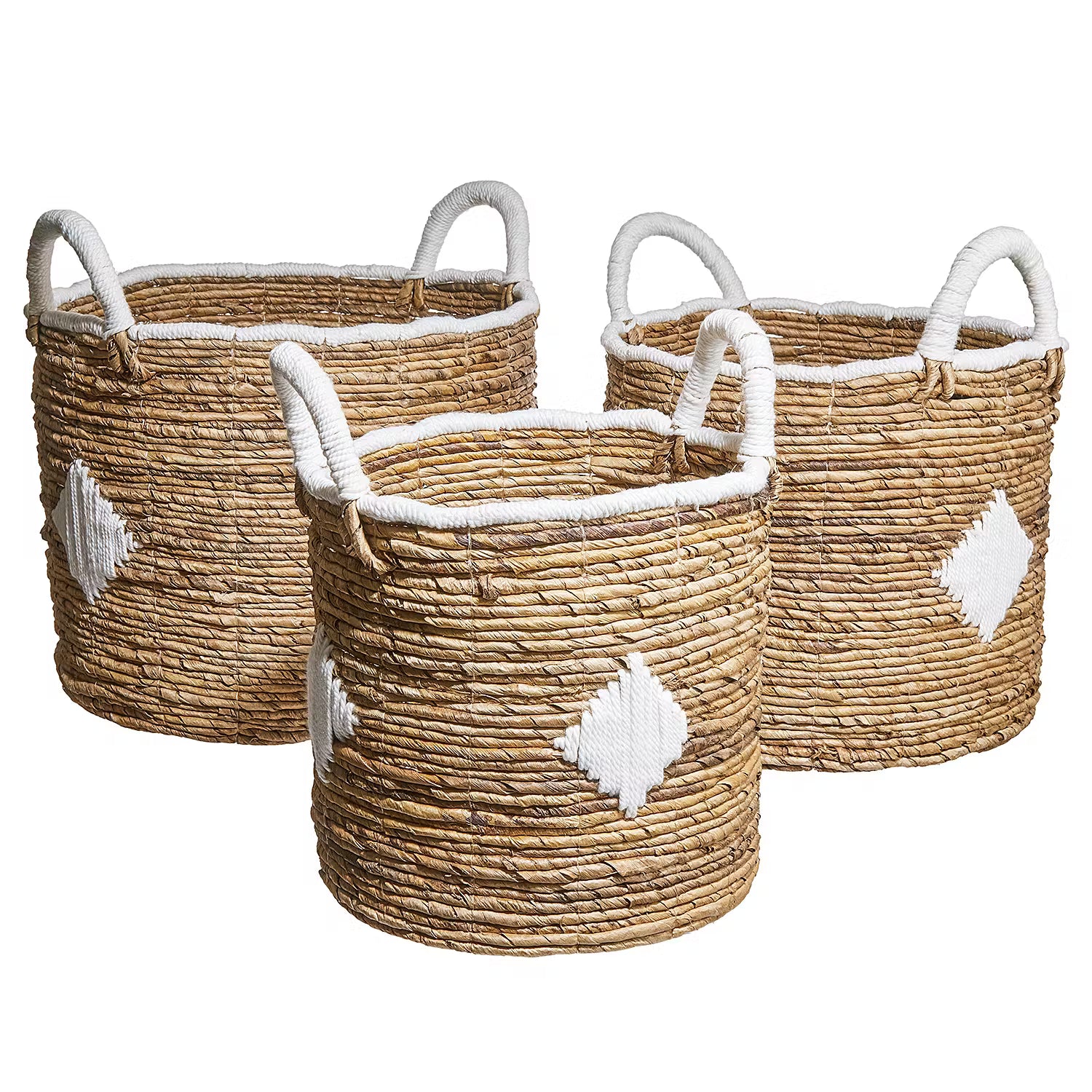 BANANAS Korb - Baumwolle / Polyester - Braun / Weiß - Durchmesser: 37 cm
