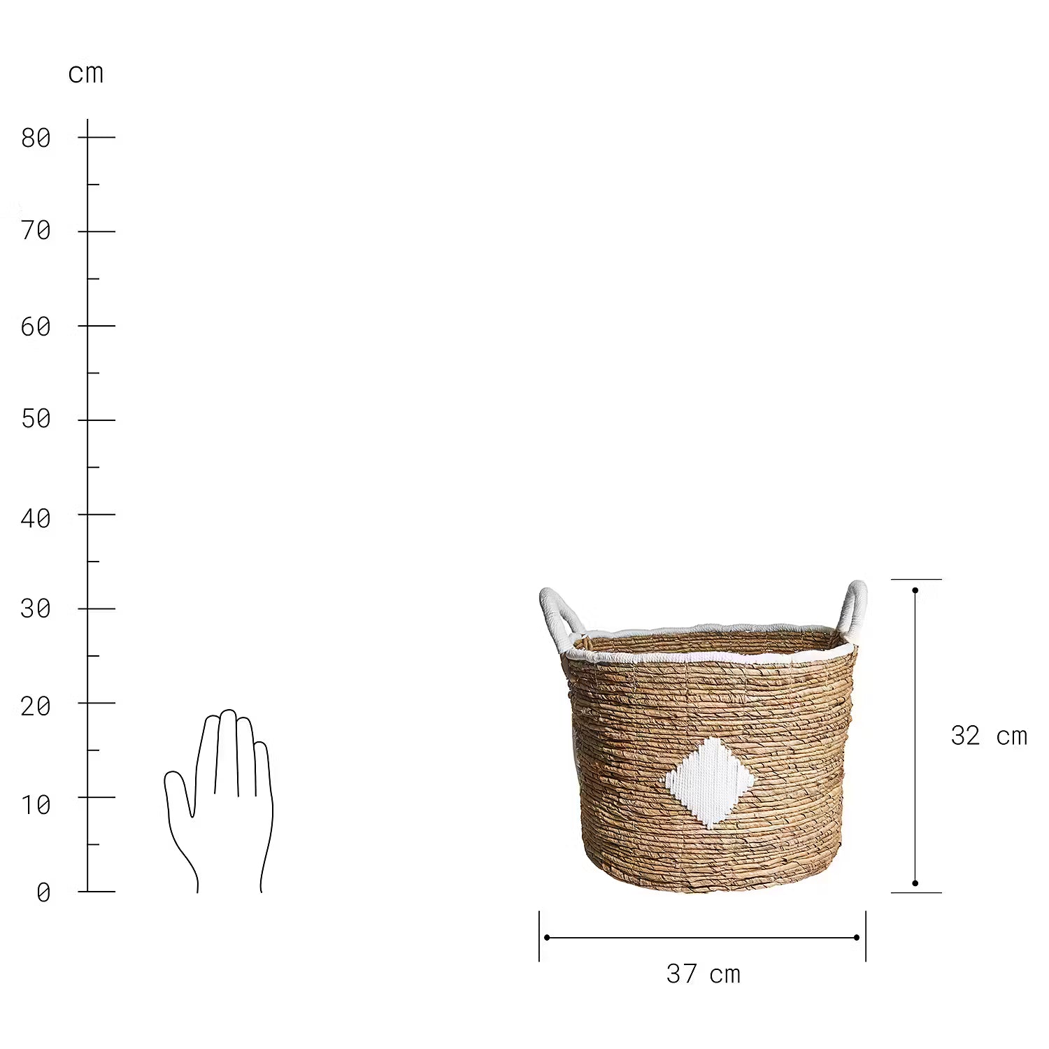 BANANAS Korb - Baumwolle / Polyester - Braun / Weiß - Durchmesser: 37 cm