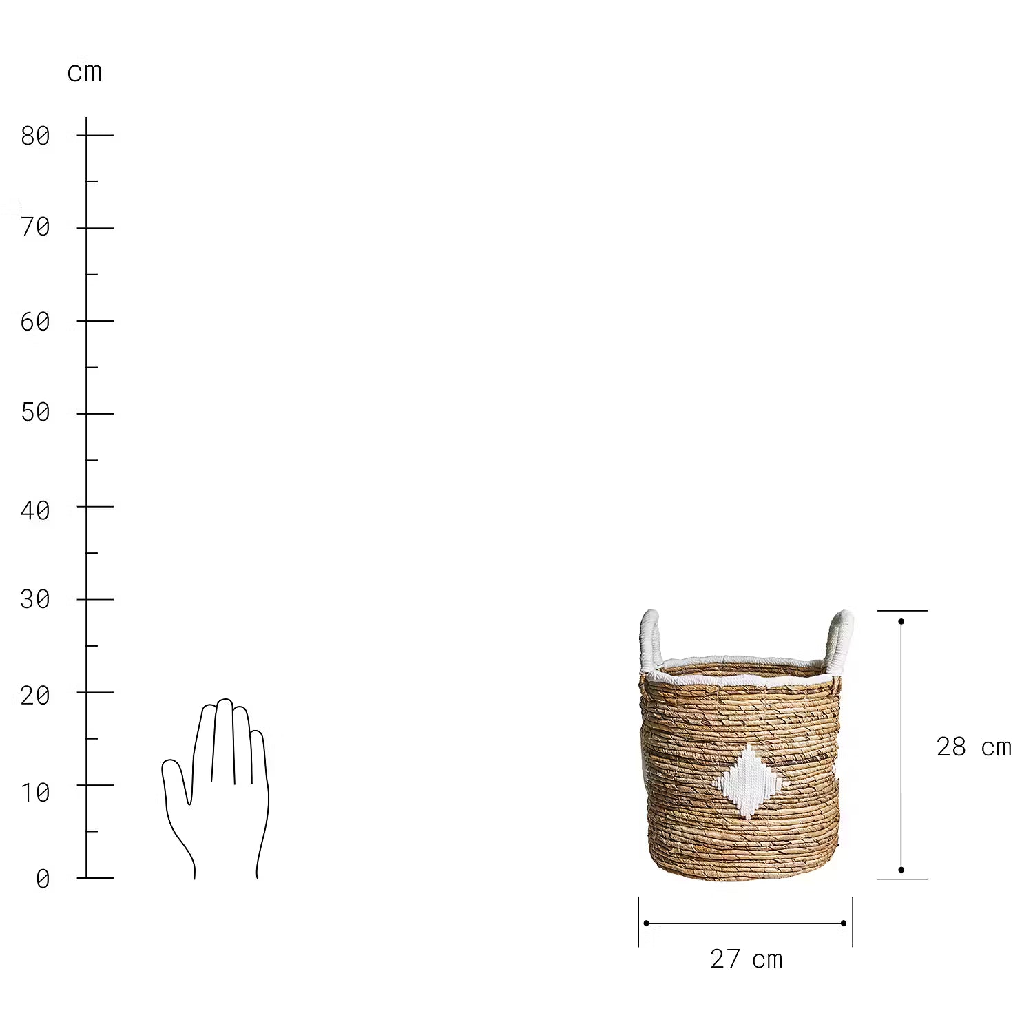 BANANAS Korb - Baumwolle / Polyester - Braun / Weiß - Durchmesser: 27 cm