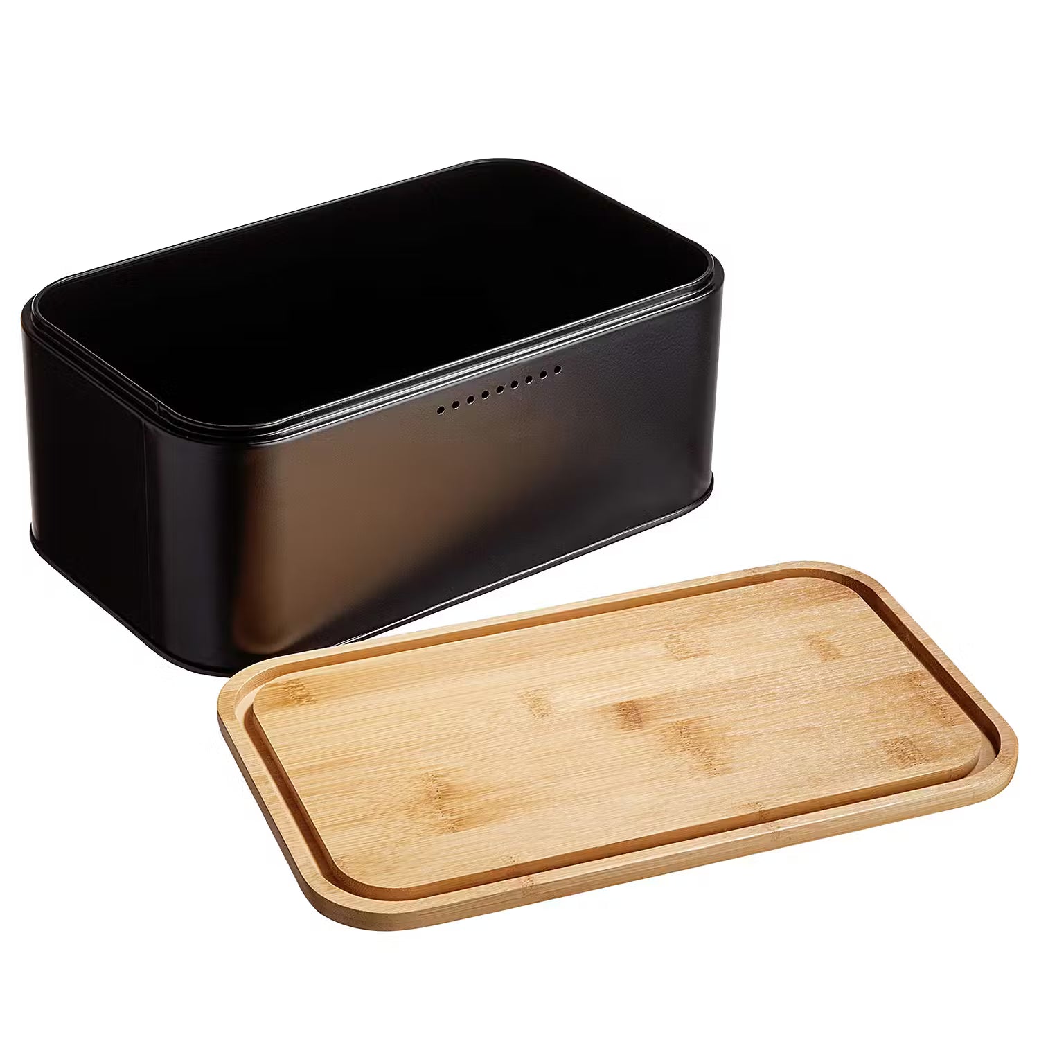 BREAD 'N' BREAKFAST Brotbox - Stahl / Bambus - Schwarz