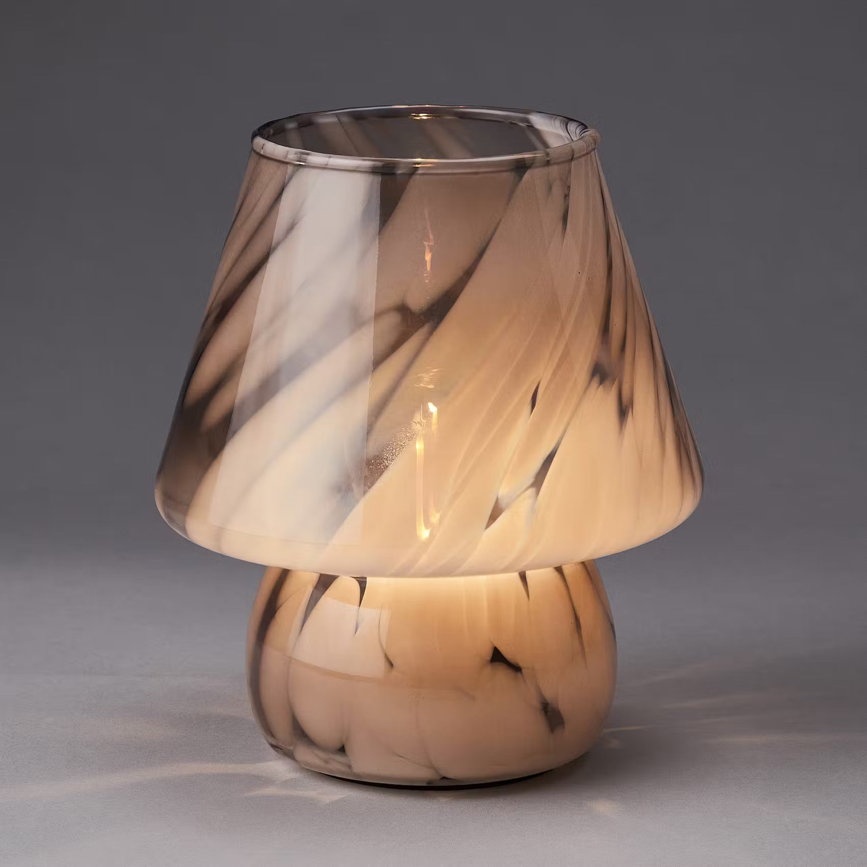 MISS MARBLE LED-Leuchte - Farbglas - Weiß - Beige - Höhe: 17 cm
