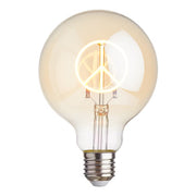 BRIGHT LIGHT LED Glühlampe Peace Zeichen - Glas - Gold