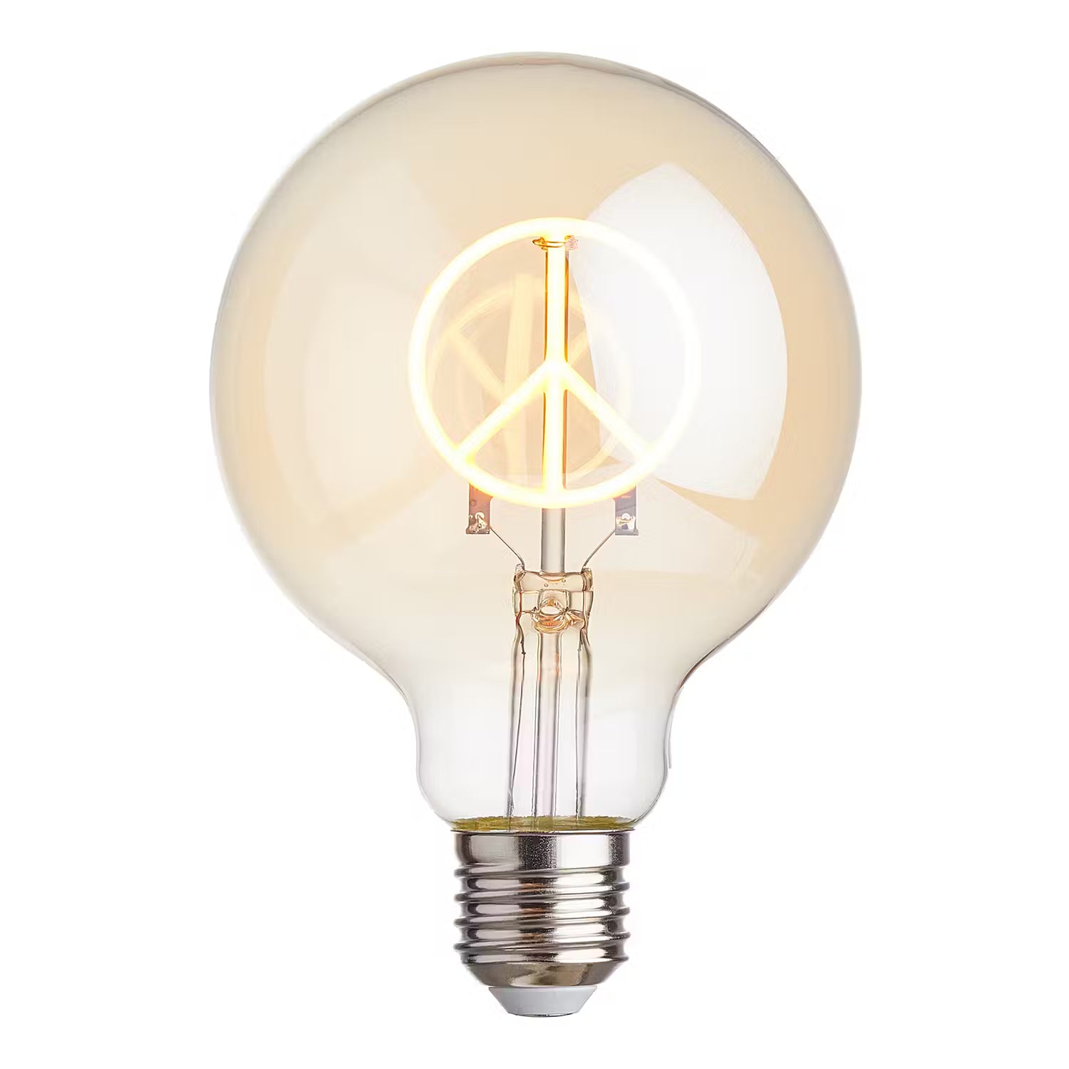 BRIGHT LIGHT LED Glühlampe Peace Zeichen - Glas - Gold