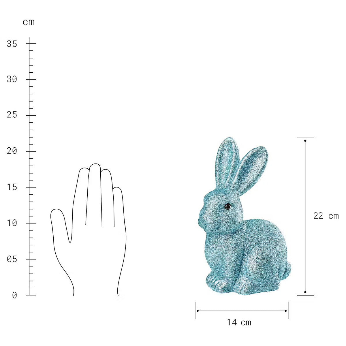EASTER Glitzer-Hase  - Polyethylen - Hellblau