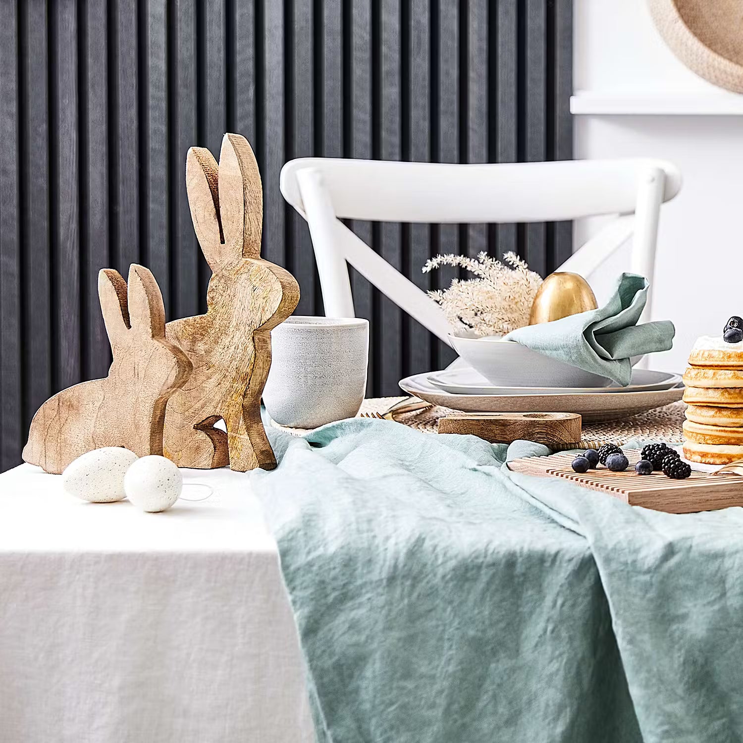 EASTER Deko-Hase - Mangoholz - Beige