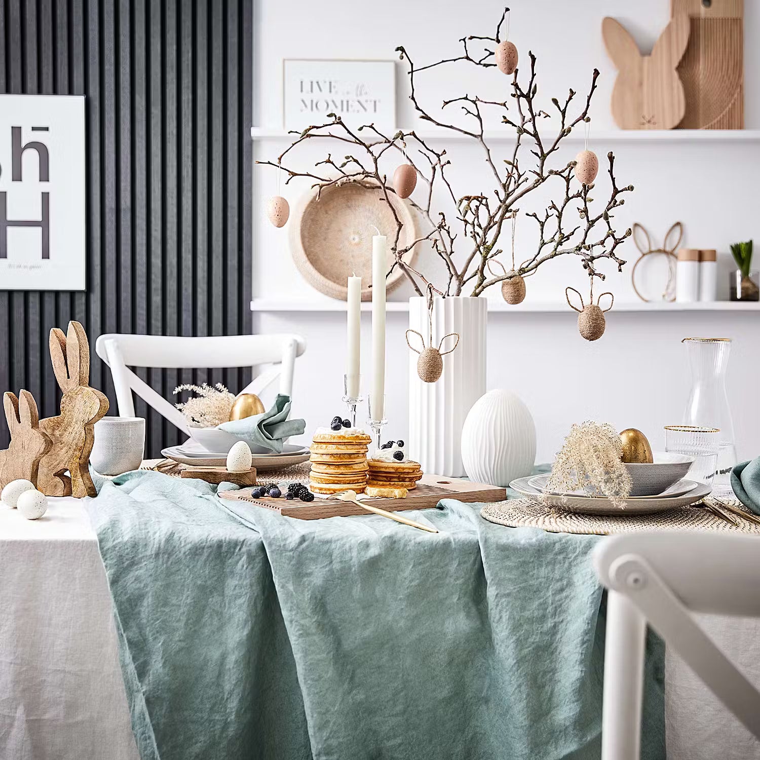 EASTER Deko-Hase - Mangoholz - Beige