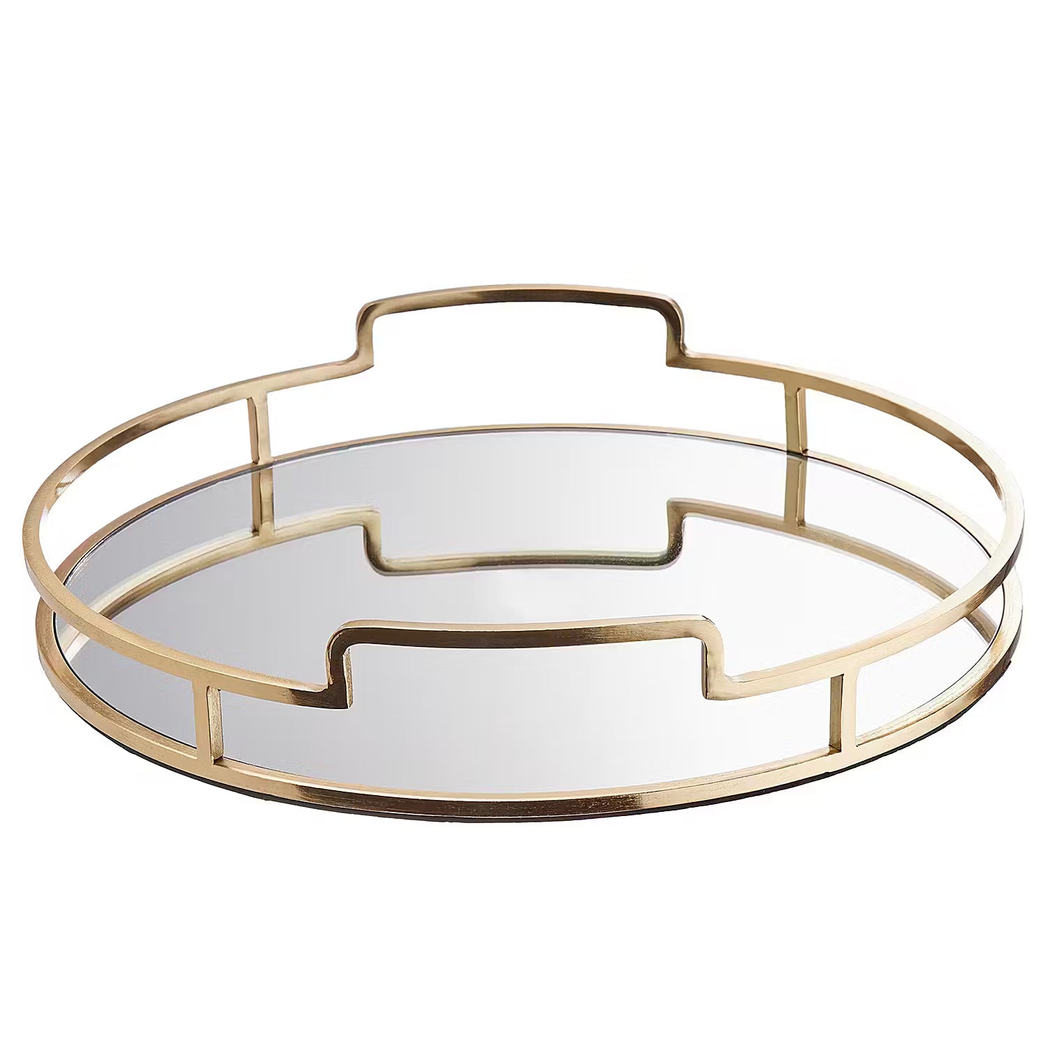 ART DECO Tablett - Aluminium / Glas - Gold