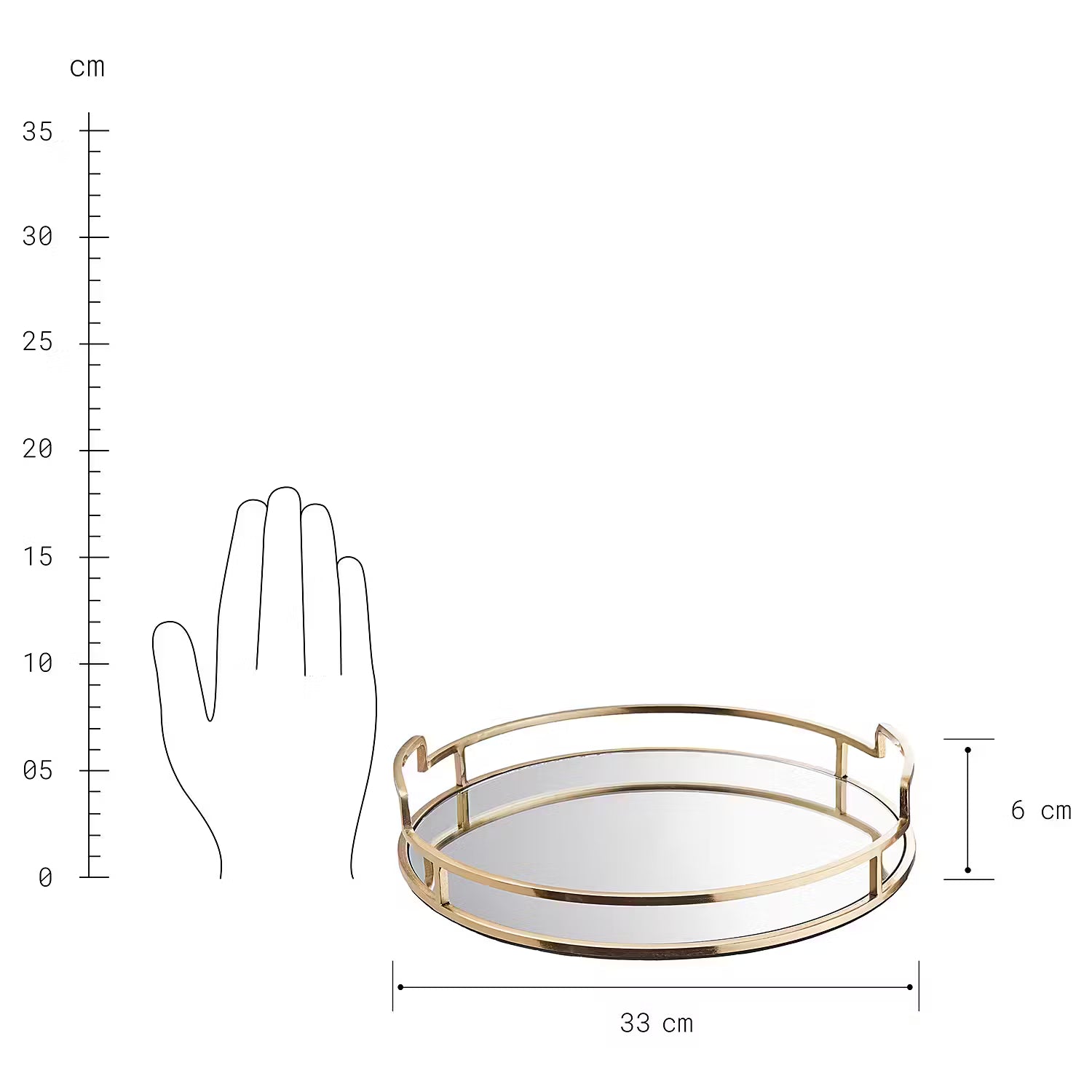 ART DECO Tablett - Aluminium / Glas - Gold