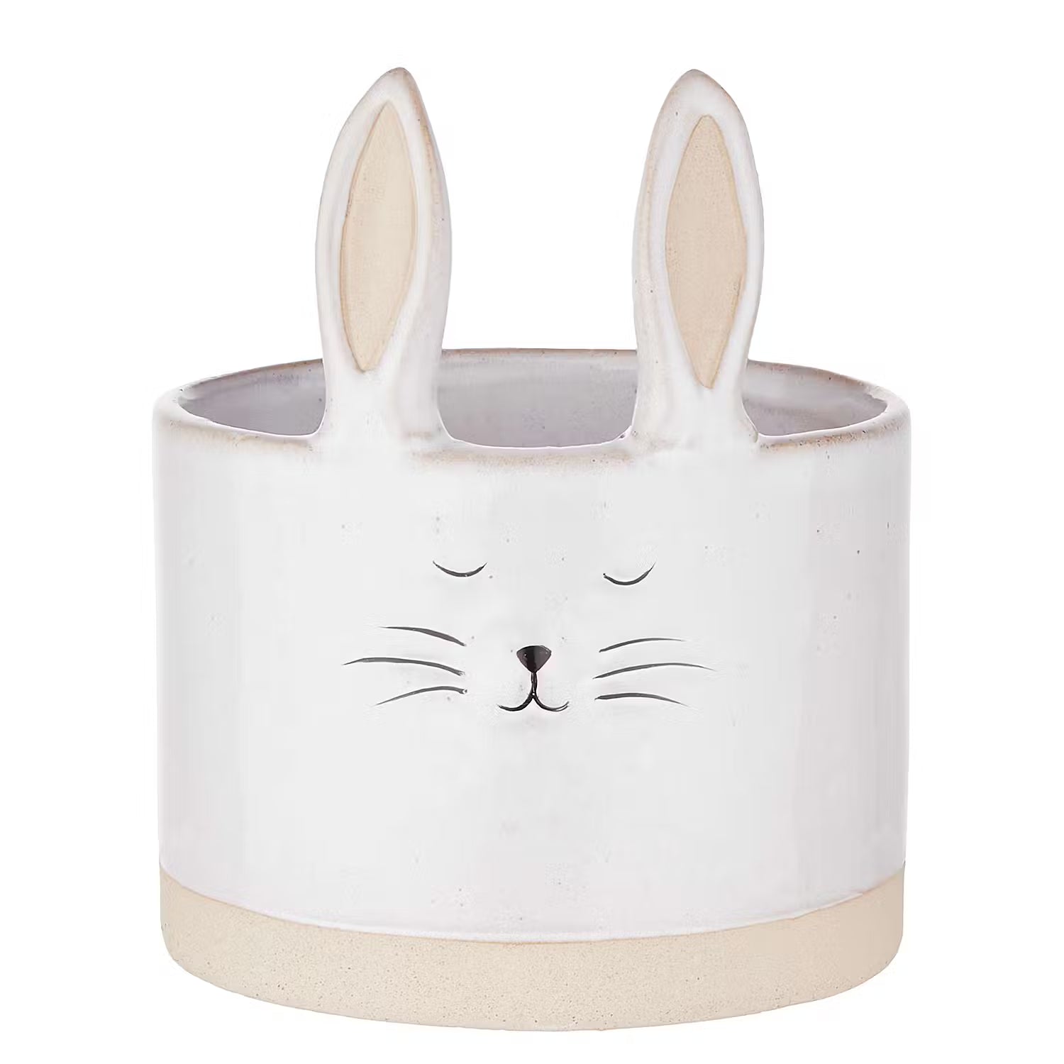 BUNNY Blumentopf - Steinzeug - Creme
