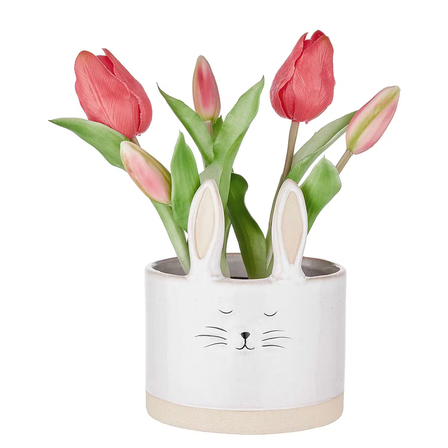 BUNNY Blumentopf - Steinzeug - Creme