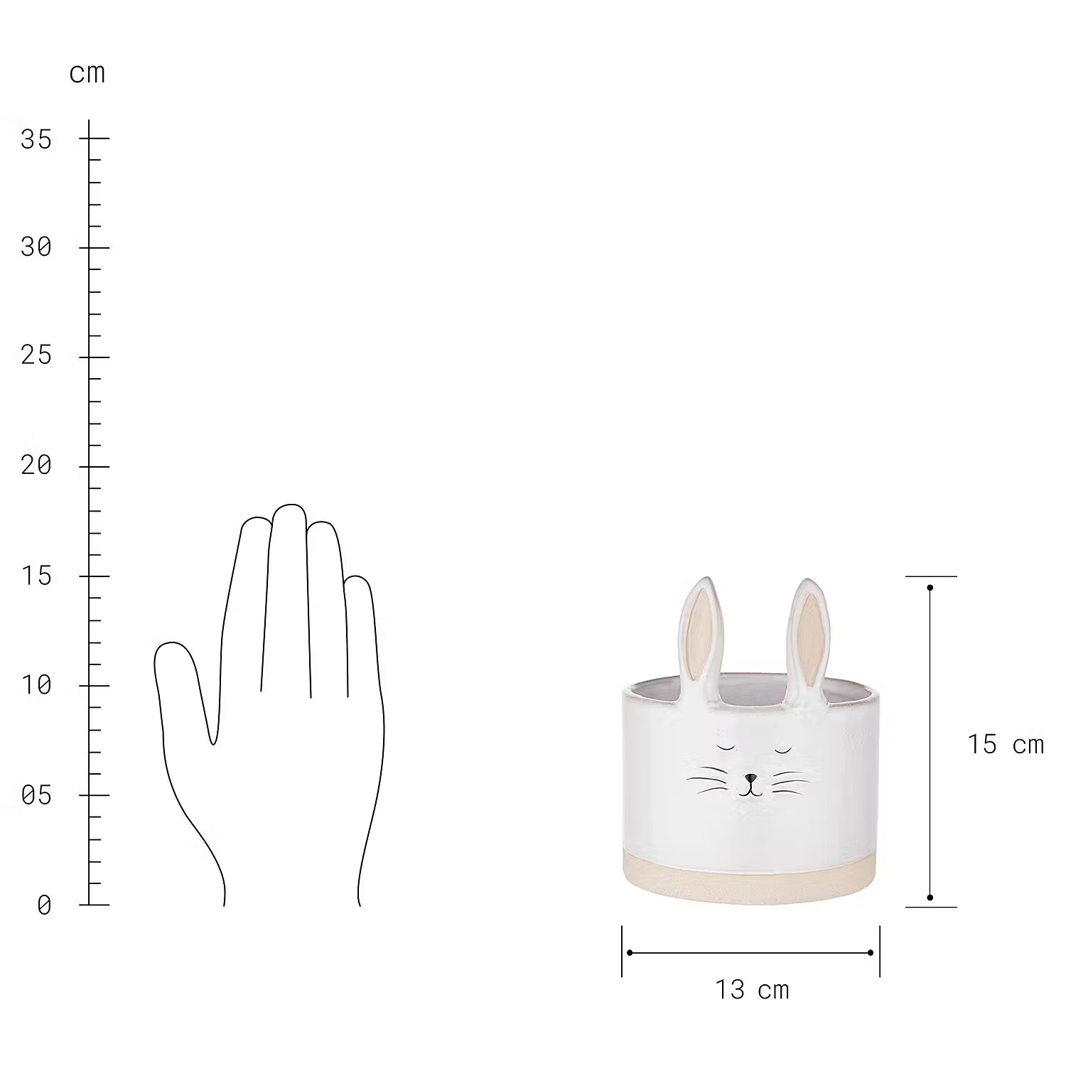 BUNNY Blumentopf - Steinzeug - Creme