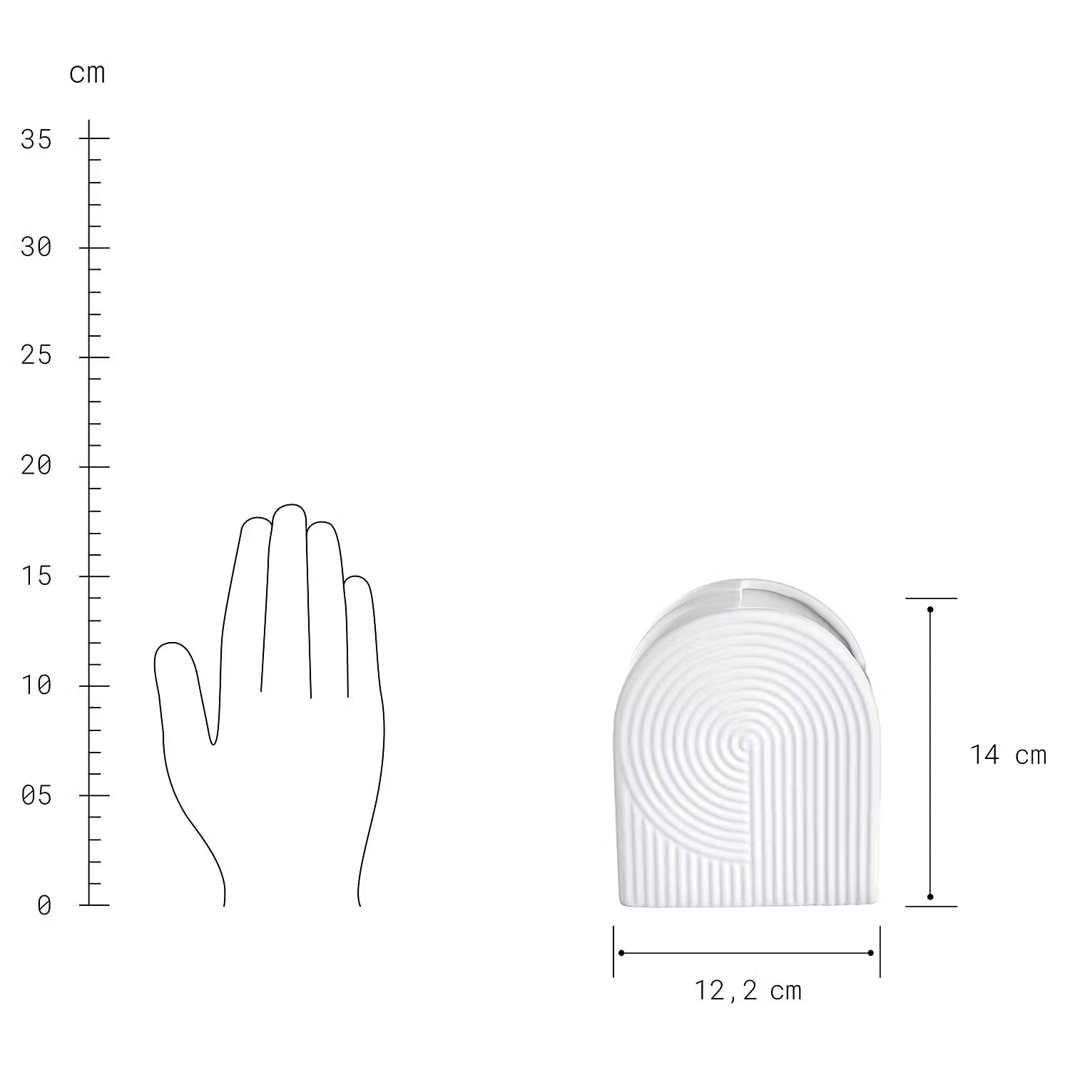 CURVE Vase - Steingut - Weiß
