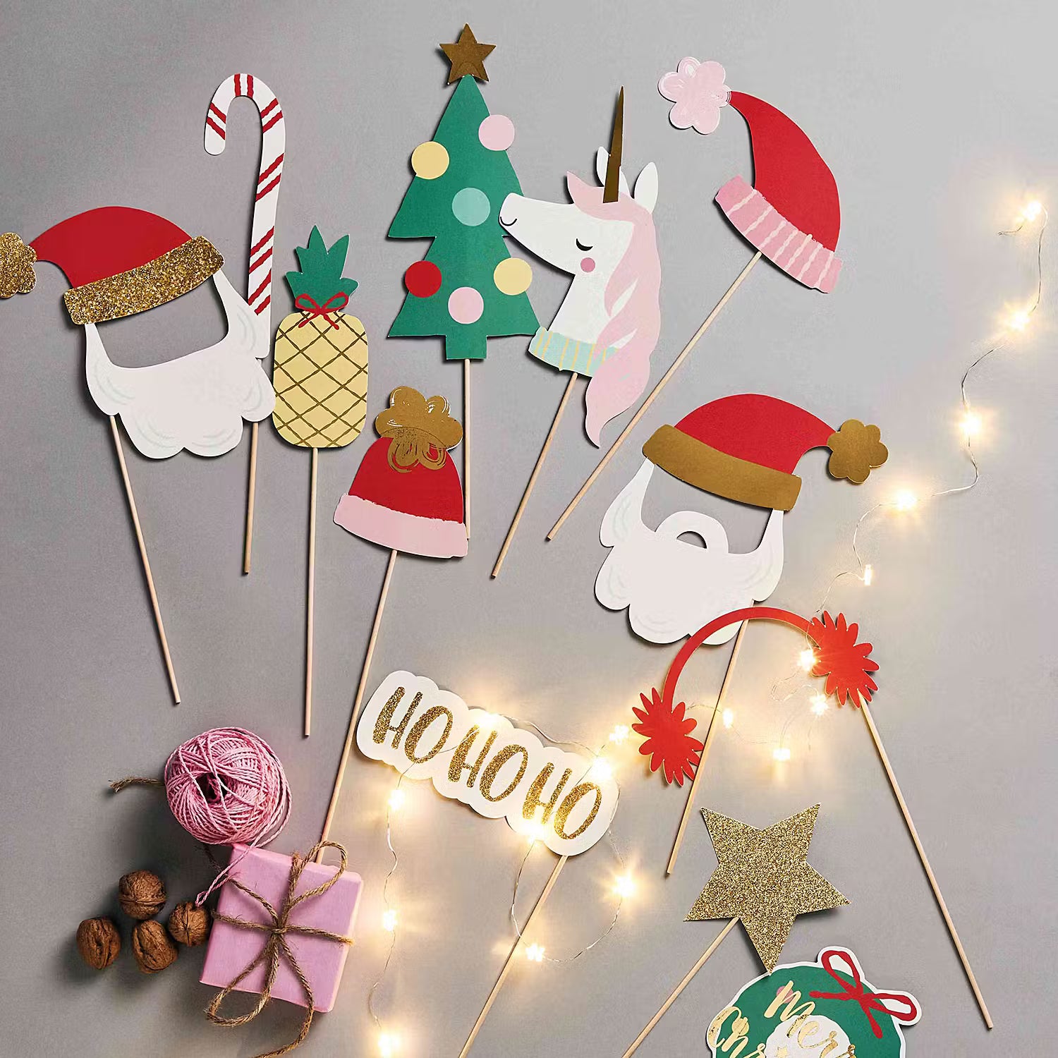 X-MAS Photobooth-Set 12-tlg. - Papier - Rot