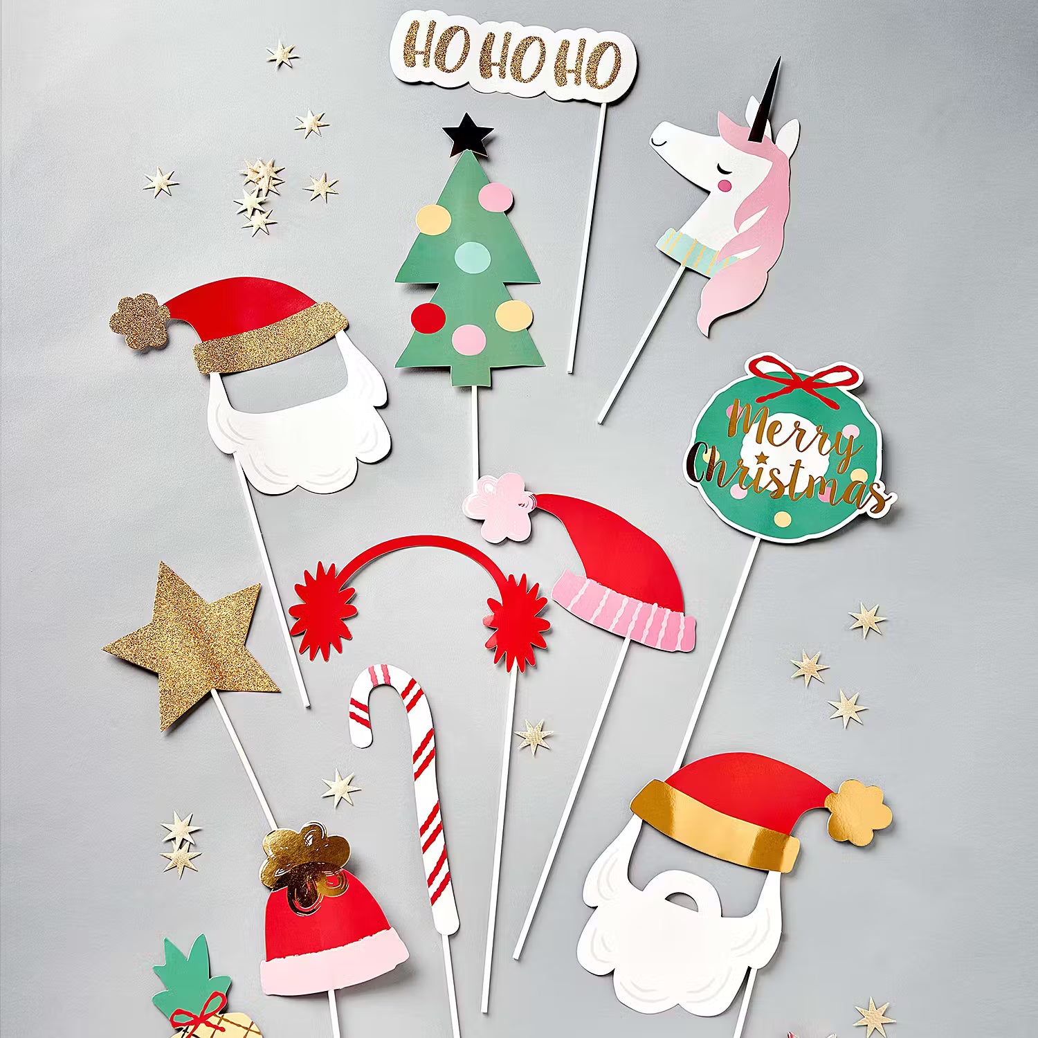 X-MAS Photobooth-Set 12-tlg. - Papier - Rot