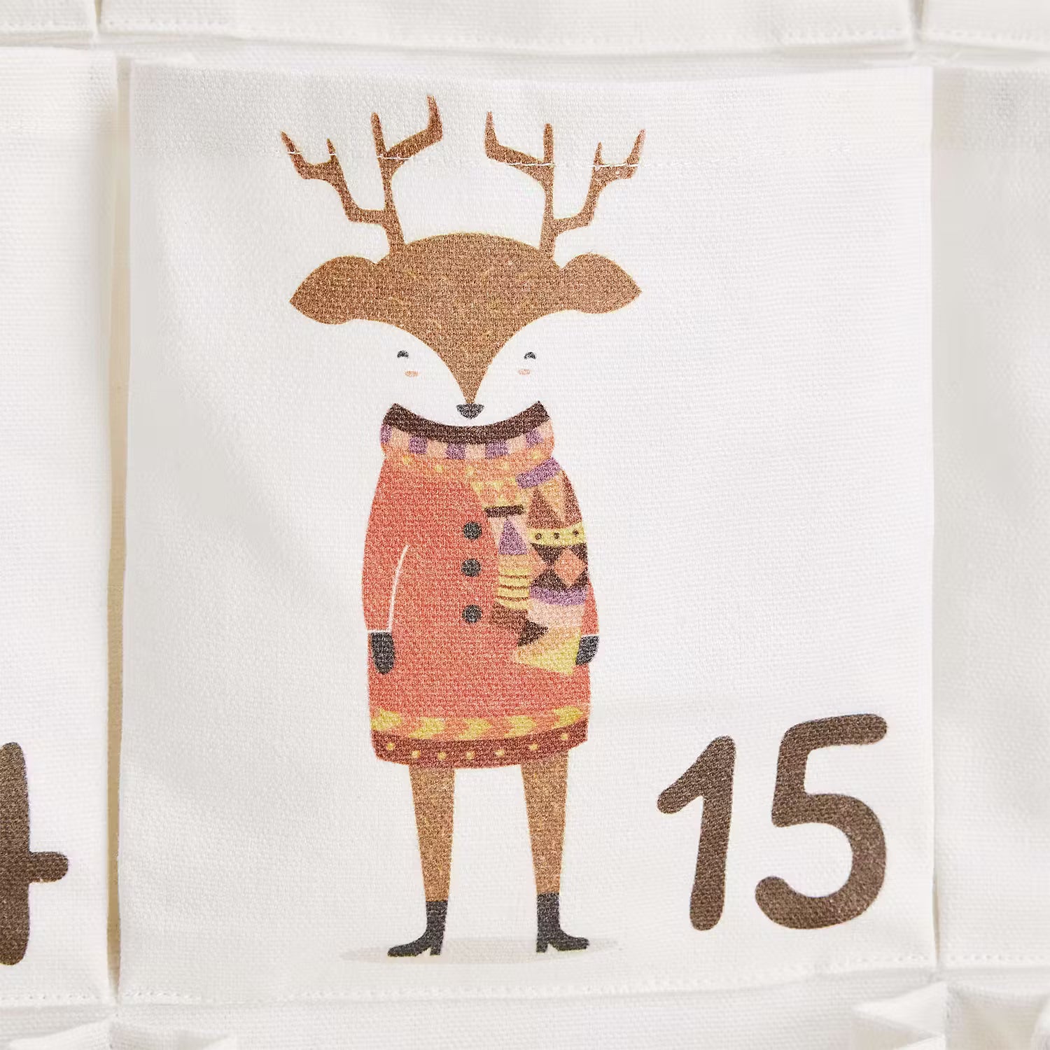 SANTA IS COMING Adventskalender - Baumwollstoff - Natur