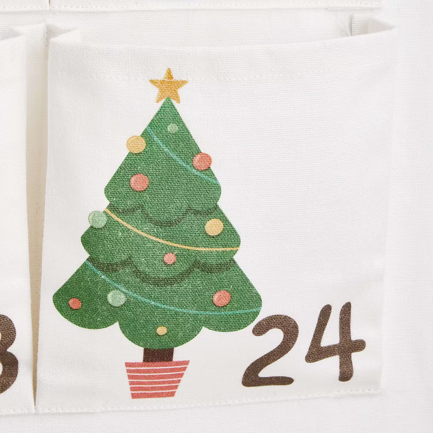 SANTA IS COMING Adventskalender - Baumwollstoff - Natur