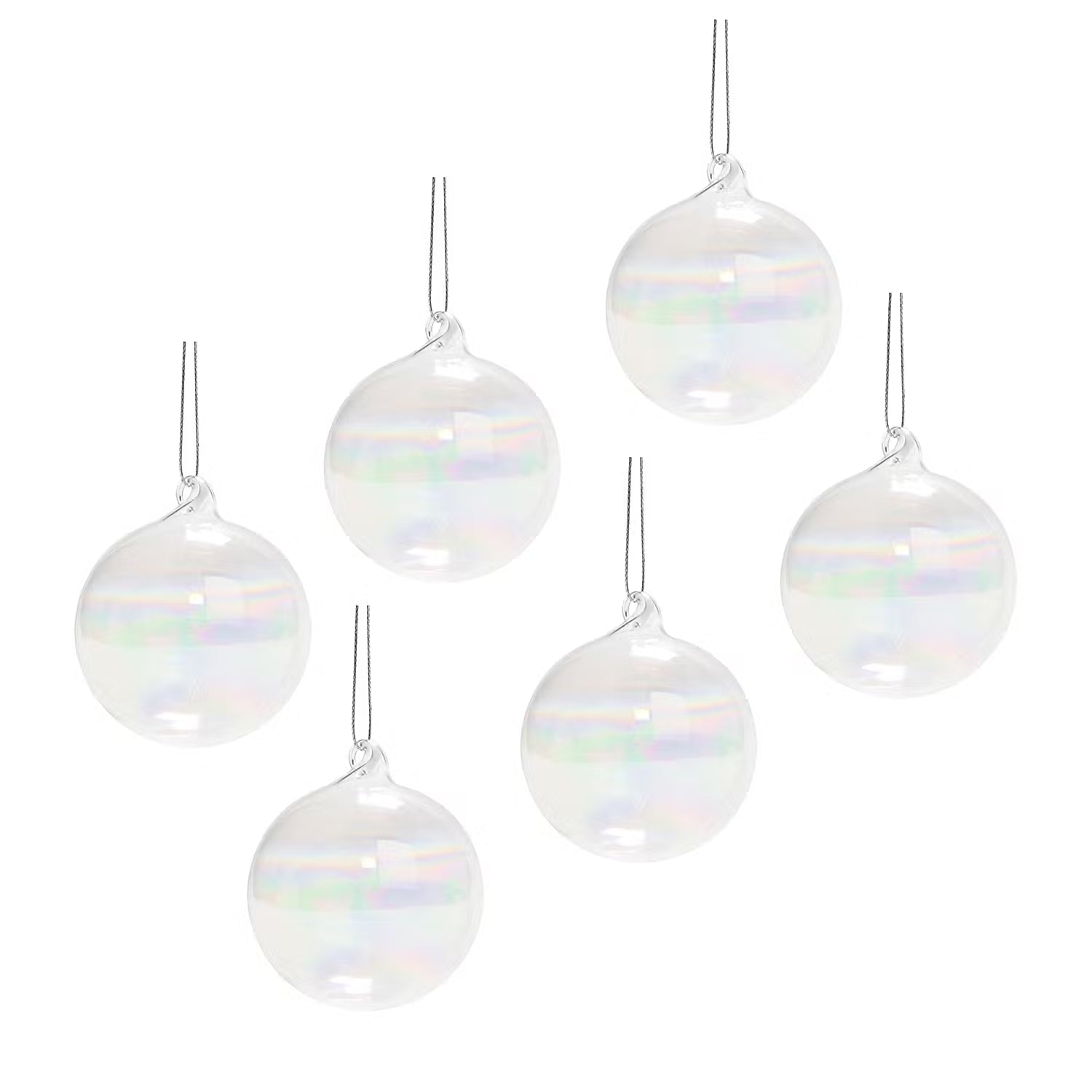 HANG ON Weihnachtskugel 6er-Set - Glas - Transparent - Durchmesser: 6 cm
