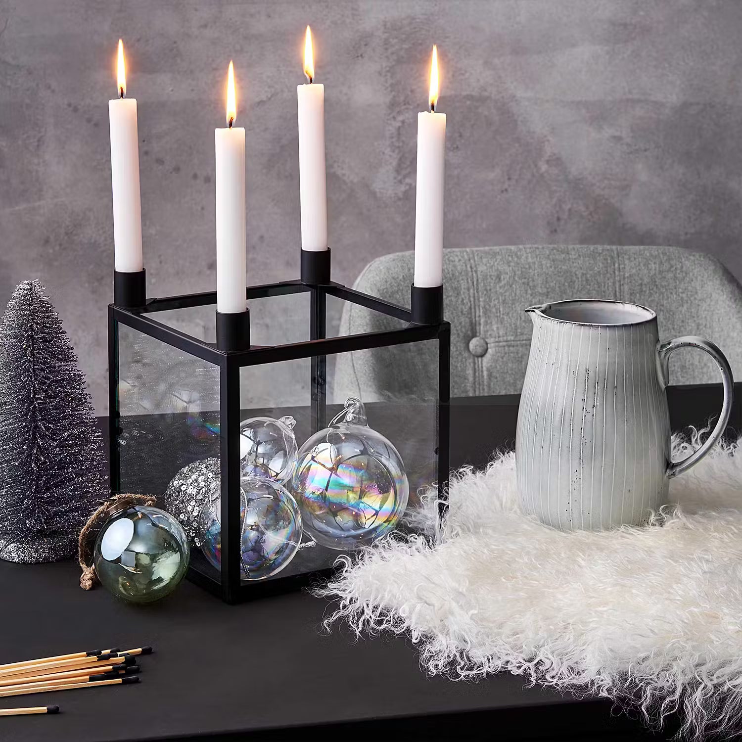 HANG ON Weihnachtskugel 6er-Set - Glas - Transparent - Durchmesser: 6 cm