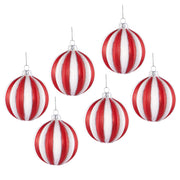 HANG ON Weihnachtskugel Relief 6er-Set - Glas - Rot / Weiß