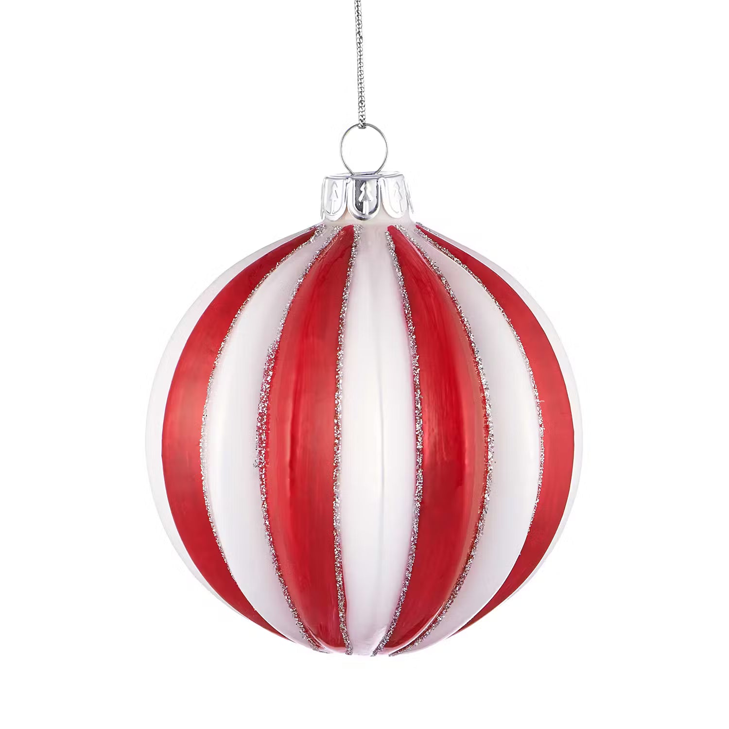 HANG ON Weihnachtskugel Relief 6er-Set - Glas - Rot / Weiß
