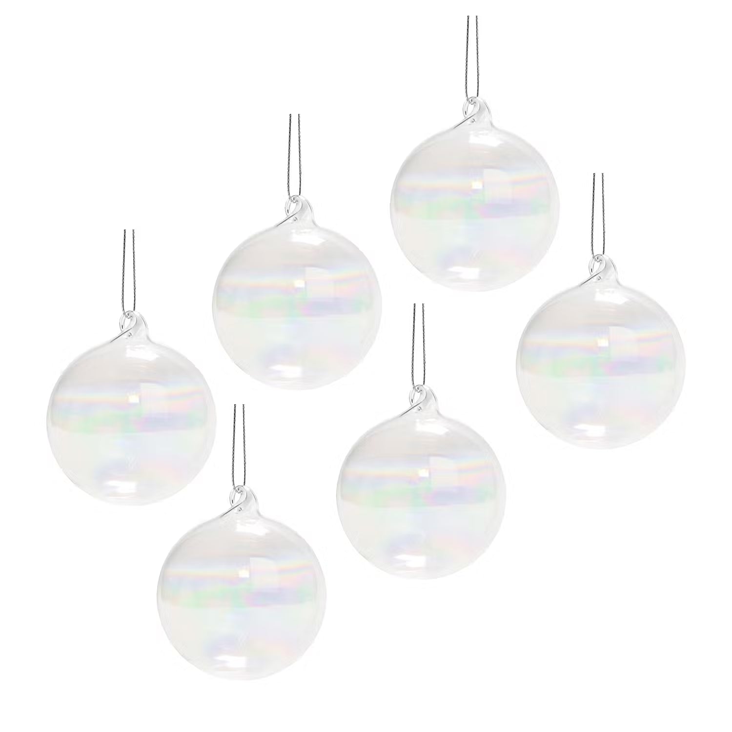 HANG ON Weihnachtskugel 6er-Set - Glas - Transparent - Durchmesser: 8 cm