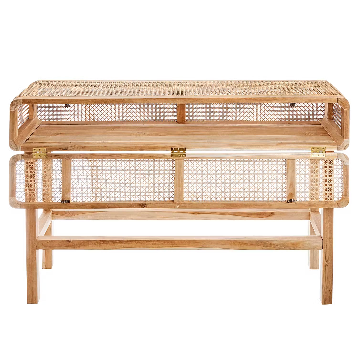 WIENER MELANGE Konsolentisch - Teakholz / Rattan - Natur