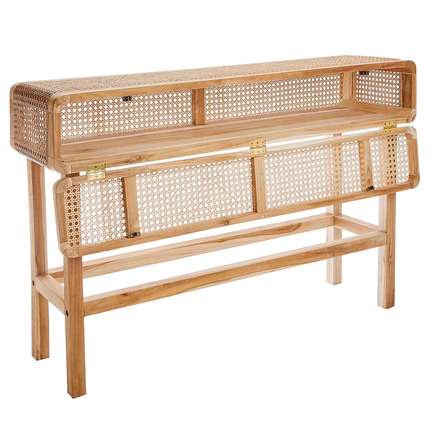 WIENER MELANGE Konsolentisch - Teakholz / Rattan - Natur