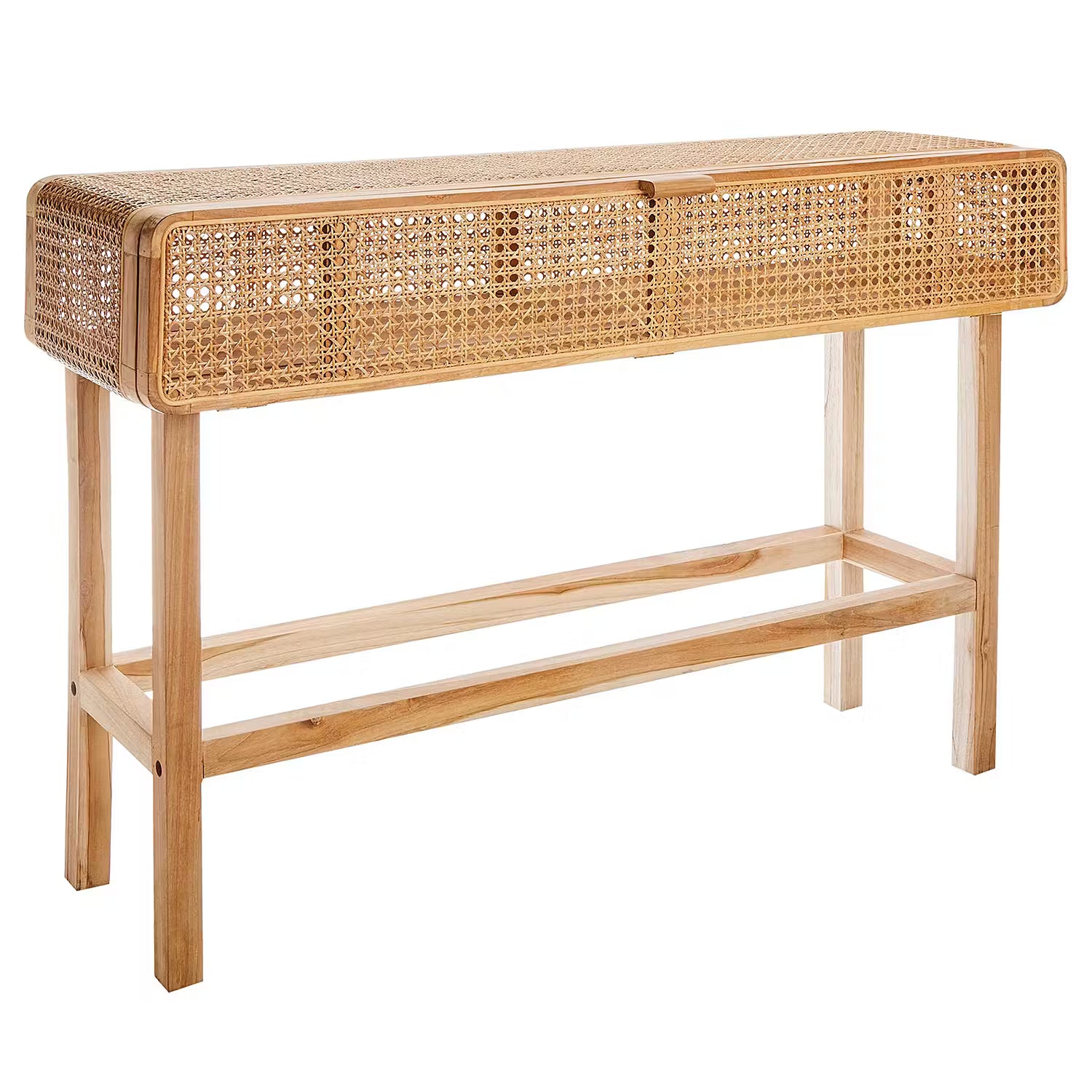 WIENER MELANGE Konsolentisch - Teakholz / Rattan - Natur