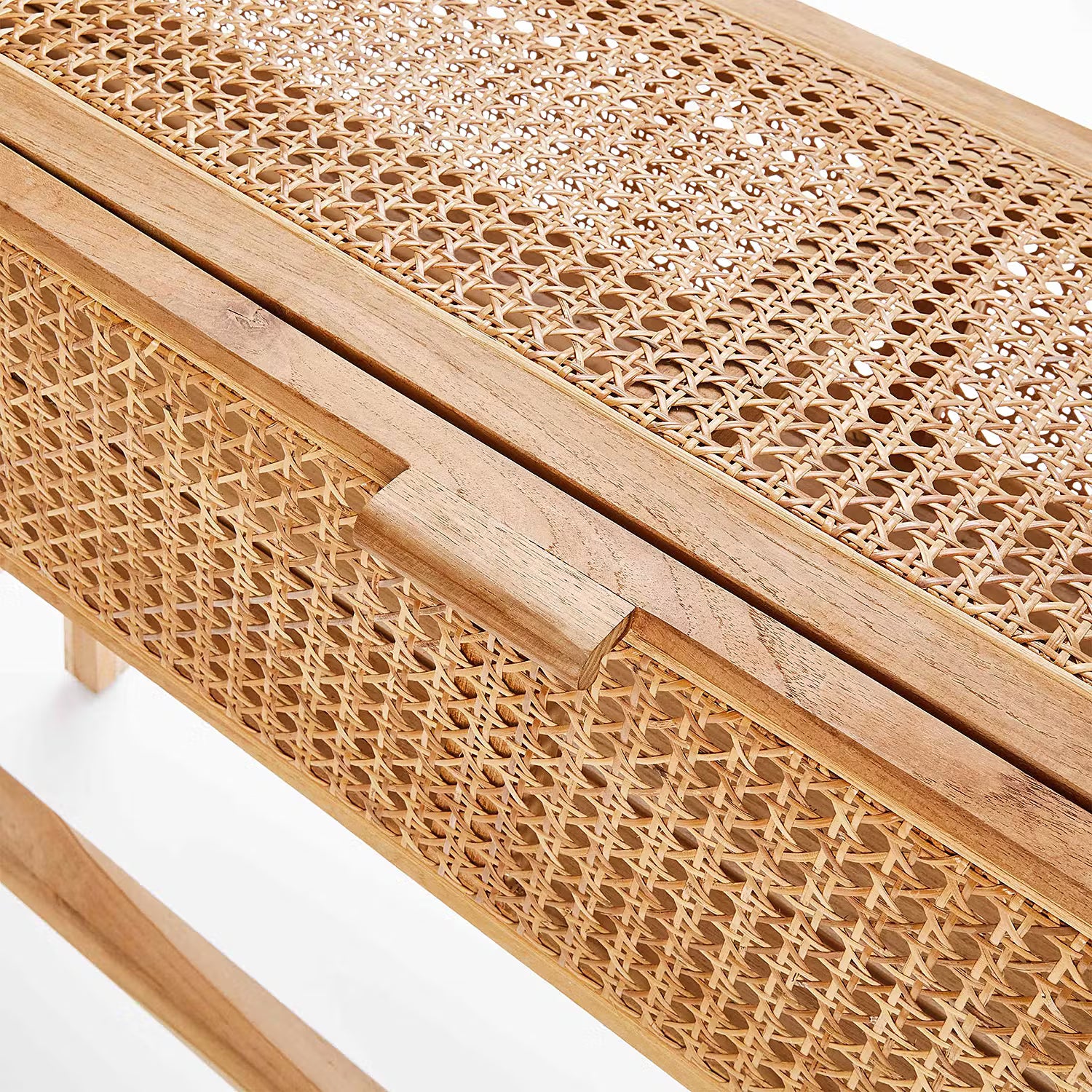 WIENER MELANGE Konsolentisch - Teakholz / Rattan - Natur