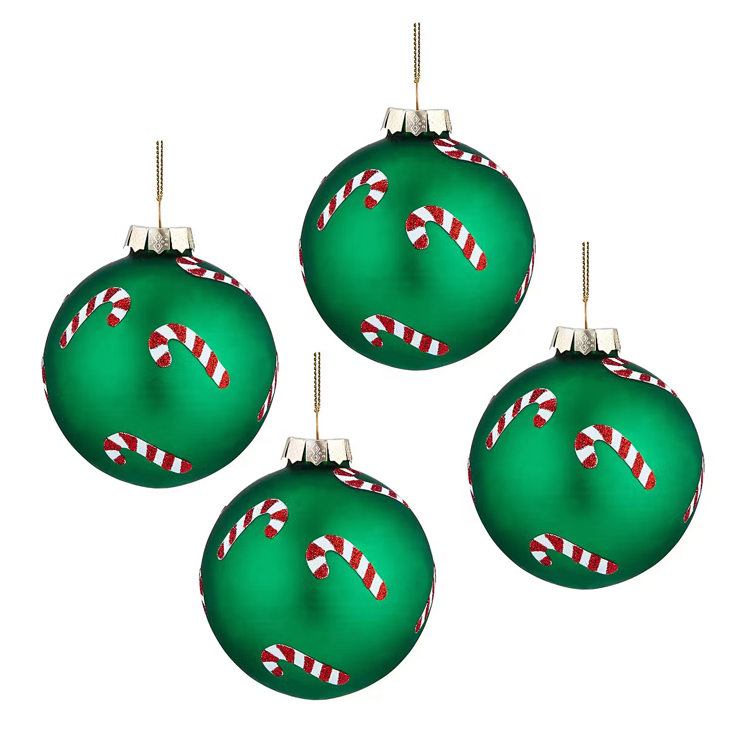 HANG ON Weihnachtskugel Candy Cane 4er-Set - Glas - Grün