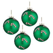 HANG ON Weihnachtskugel Candy Cane 4er-Set - Glas - Grün