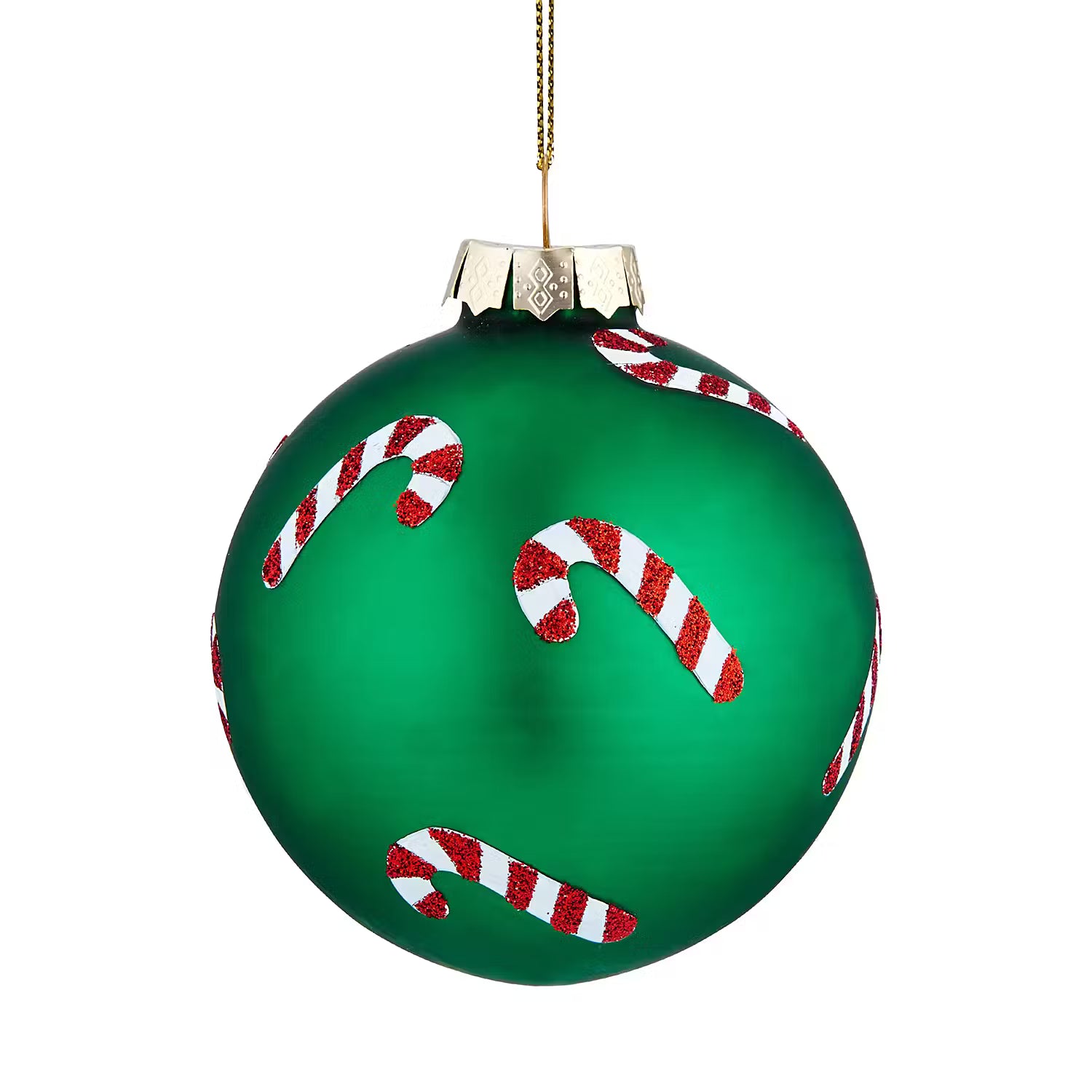 HANG ON Weihnachtskugel Candy Cane 4er-Set - Glas - Grün