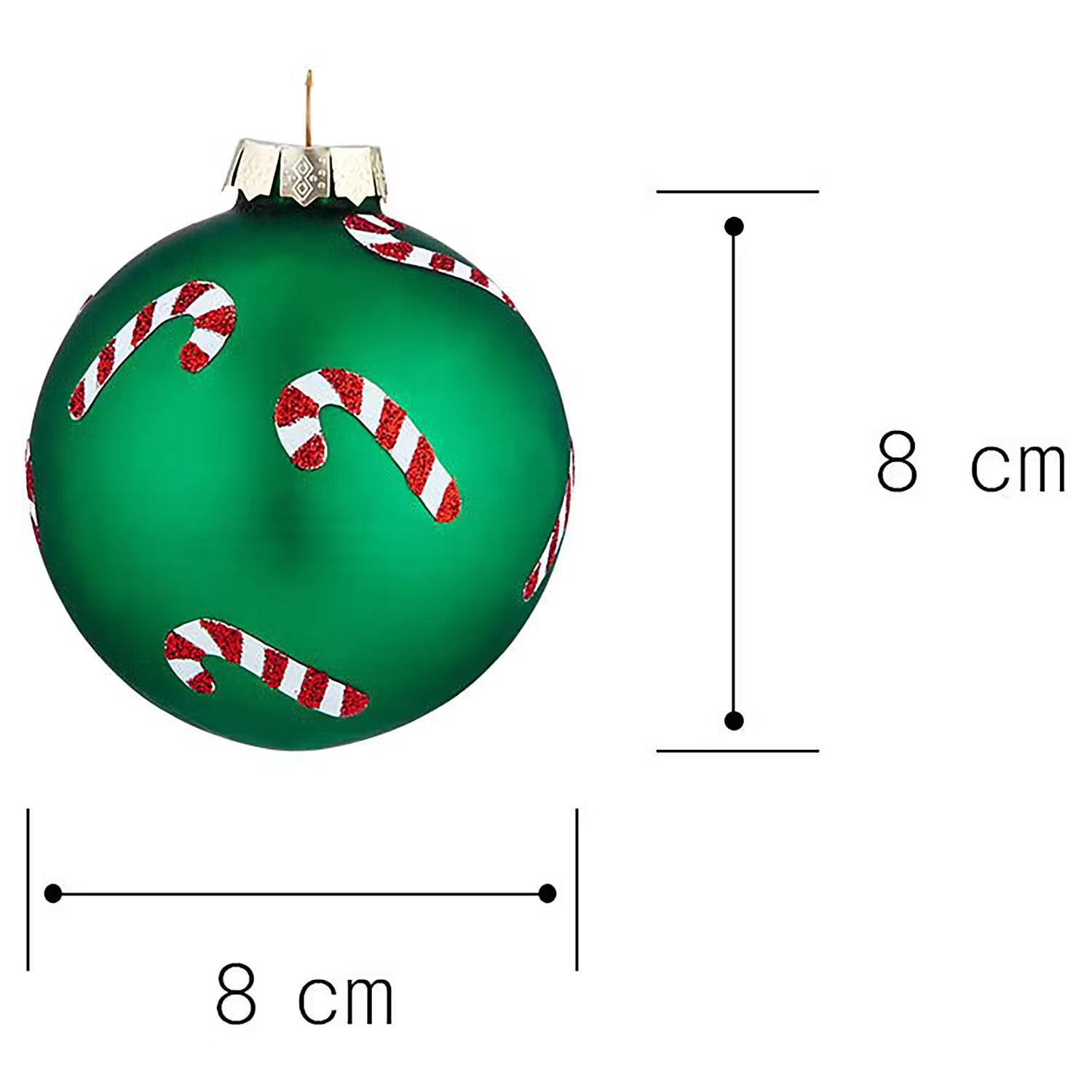 HANG ON Weihnachtskugel Candy Cane 4er-Set - Glas - Grün