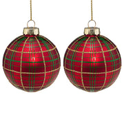 HANG ON Weihnachtskugel Ornament 2er-Set - Glas - Rot