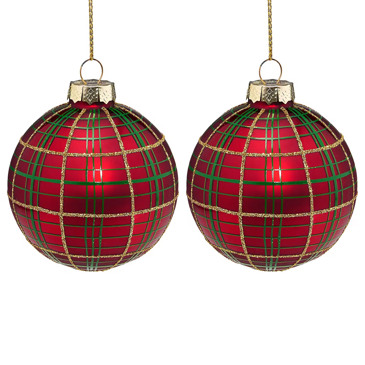 HANG ON Weihnachtskugel Ornament 2er-Set - Glas - Rot