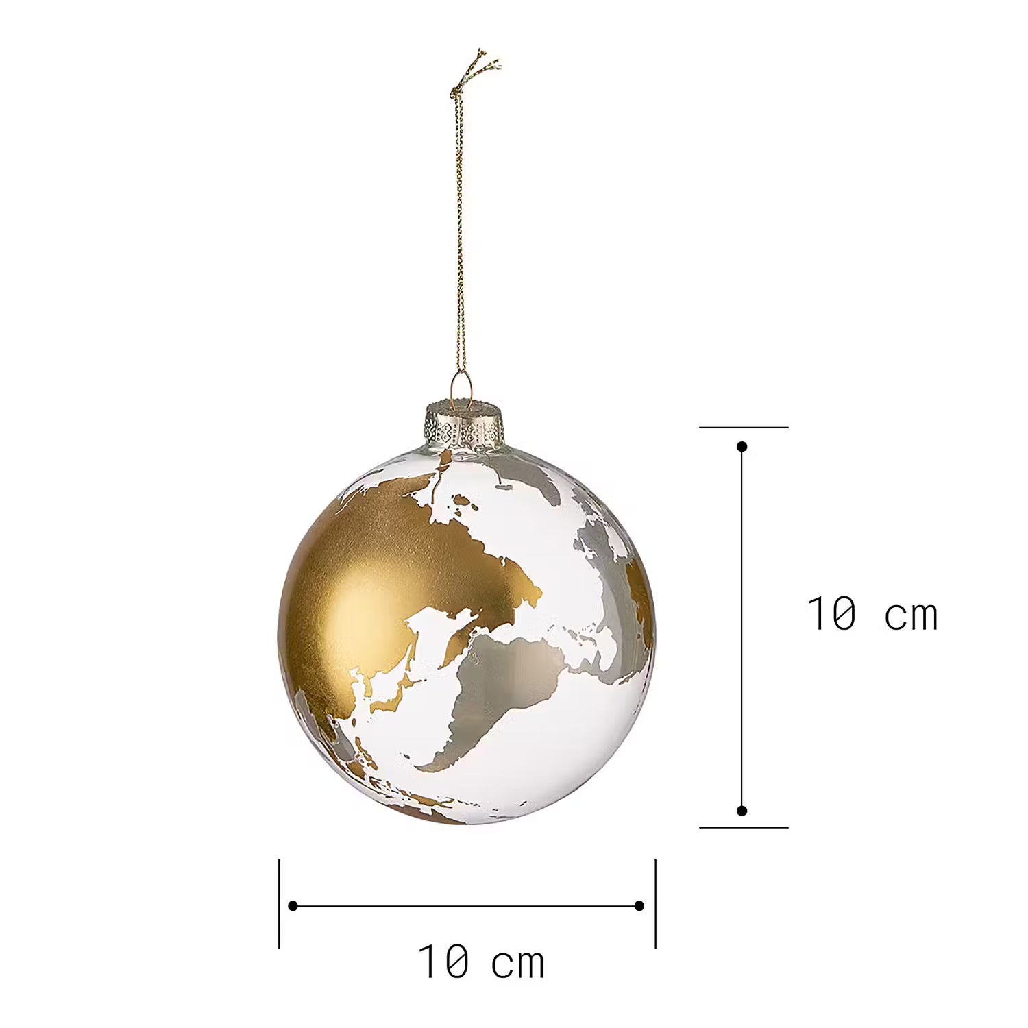HANG ON Weihnachtskugel Weltkugel 6er-Set - Glas - Gold /  Weiß