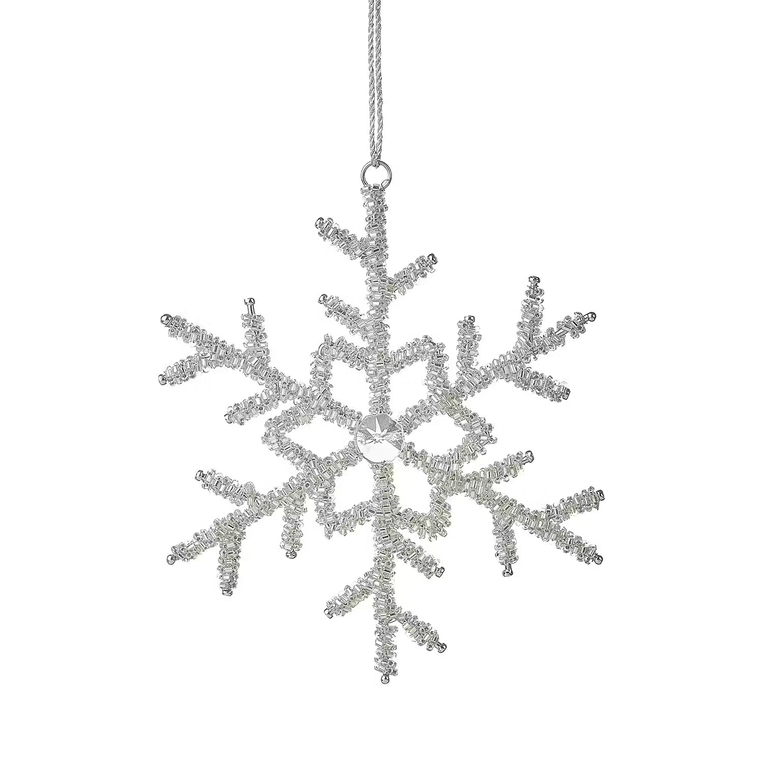 HANG ON Baumanhänger Flocke 6er-Set - Eisen / Glas - Silber