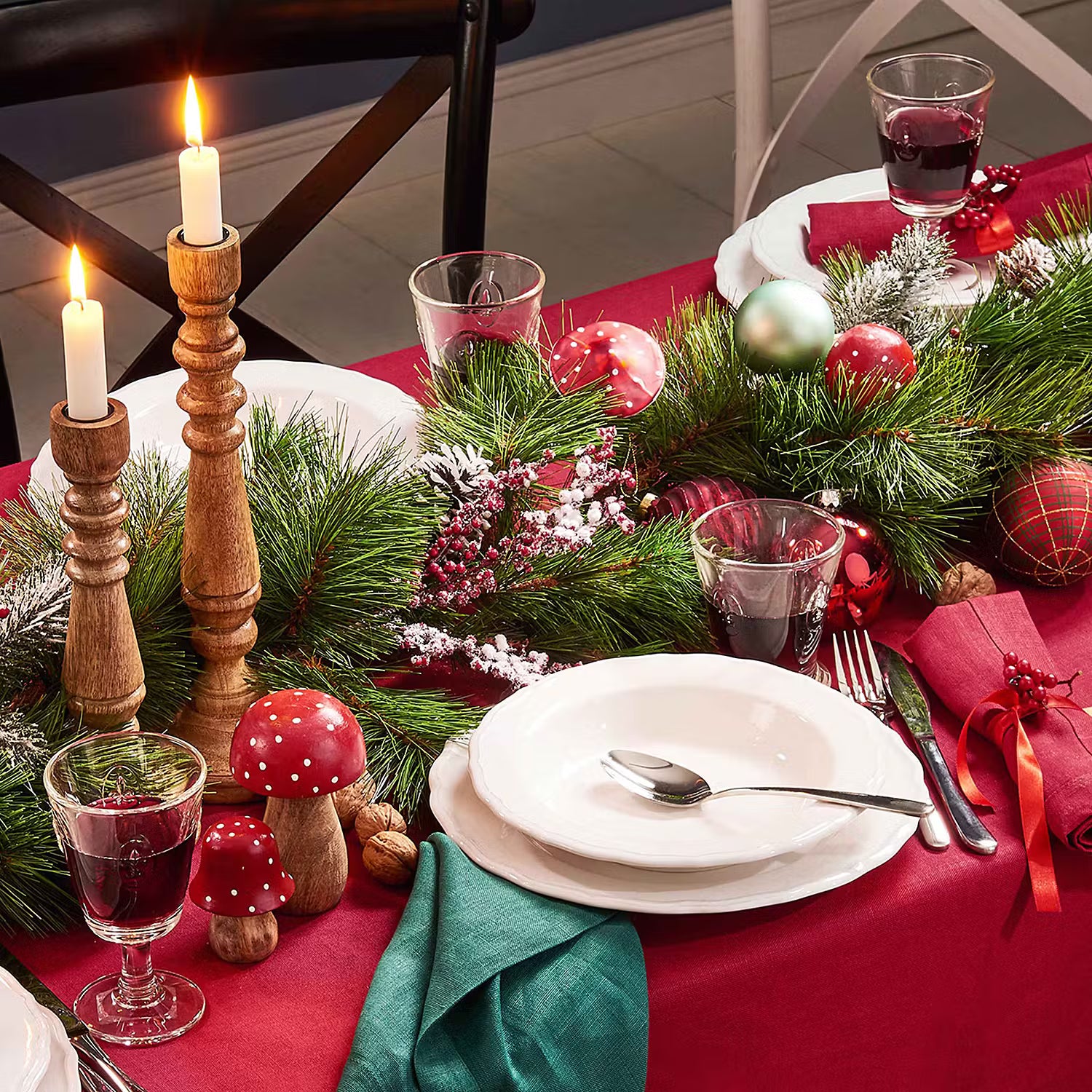 HANG ON Weihnachtskugel mit Herzchen 6er-Set - Glas - Rot / Gold