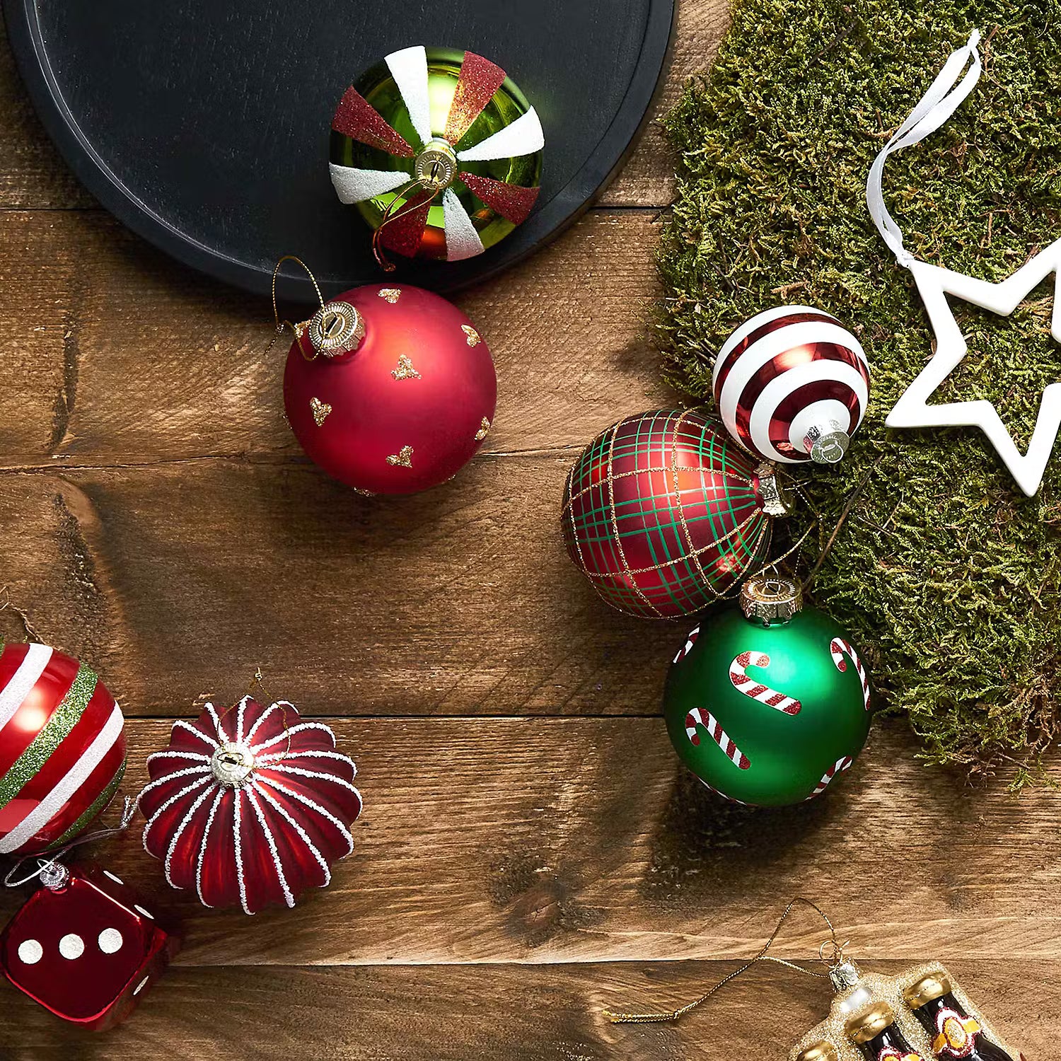 HANG ON Weihnachtskugel mit Herzchen 6er-Set - Glas - Rot / Gold