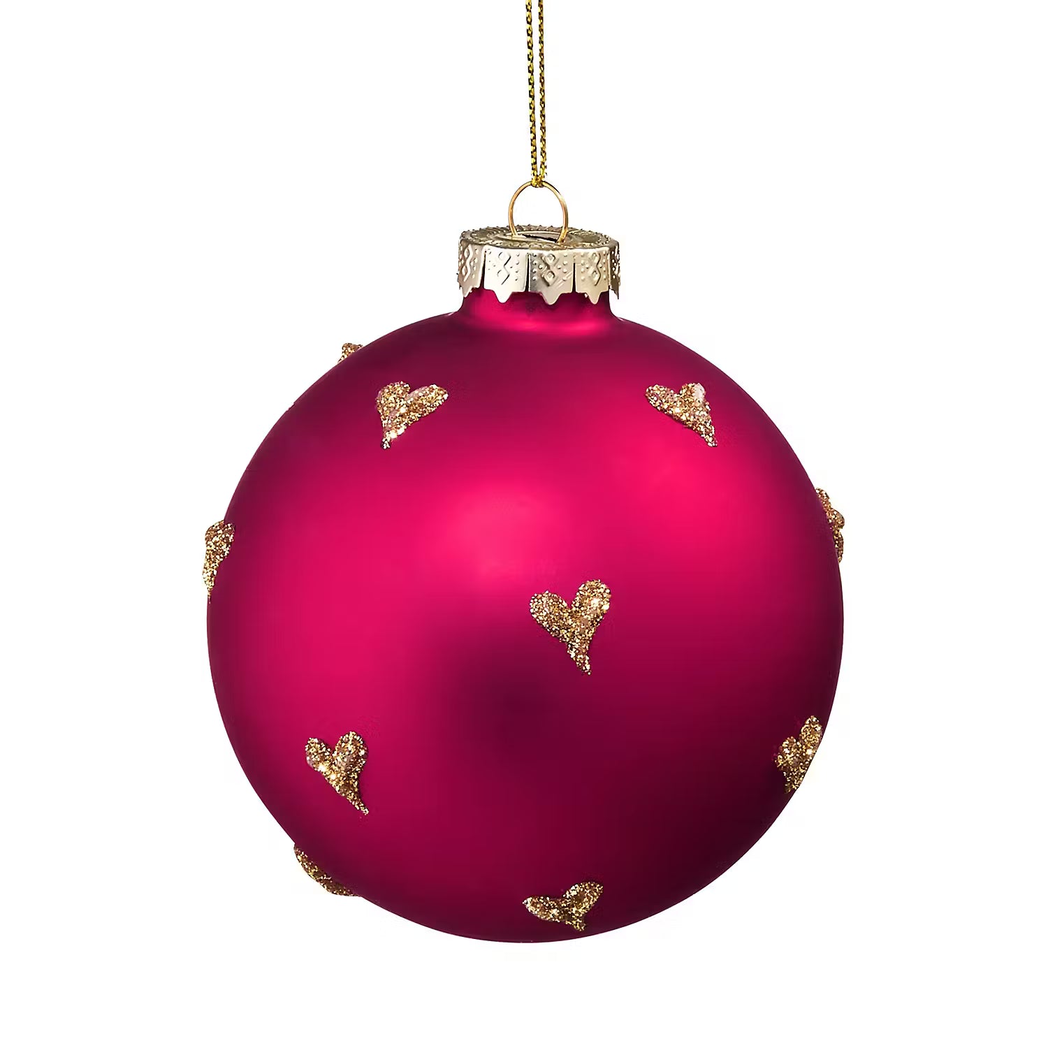 HANG ON Weihnachtskugel mit Herzchen 6er-Set - Glas - Rot / Gold