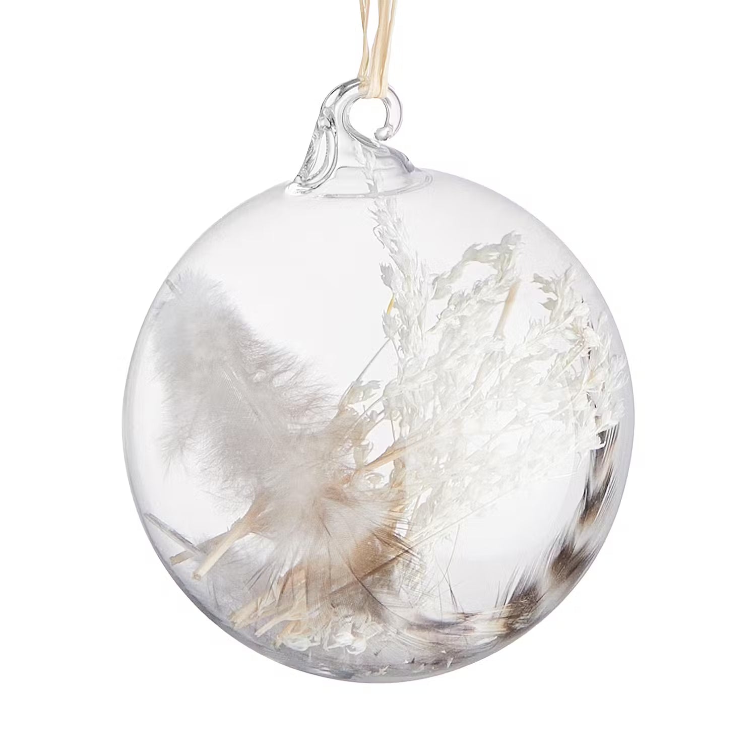 HANG ON Weihnachtskugel Trockenblumen 4er-Set - Glas - Transparent