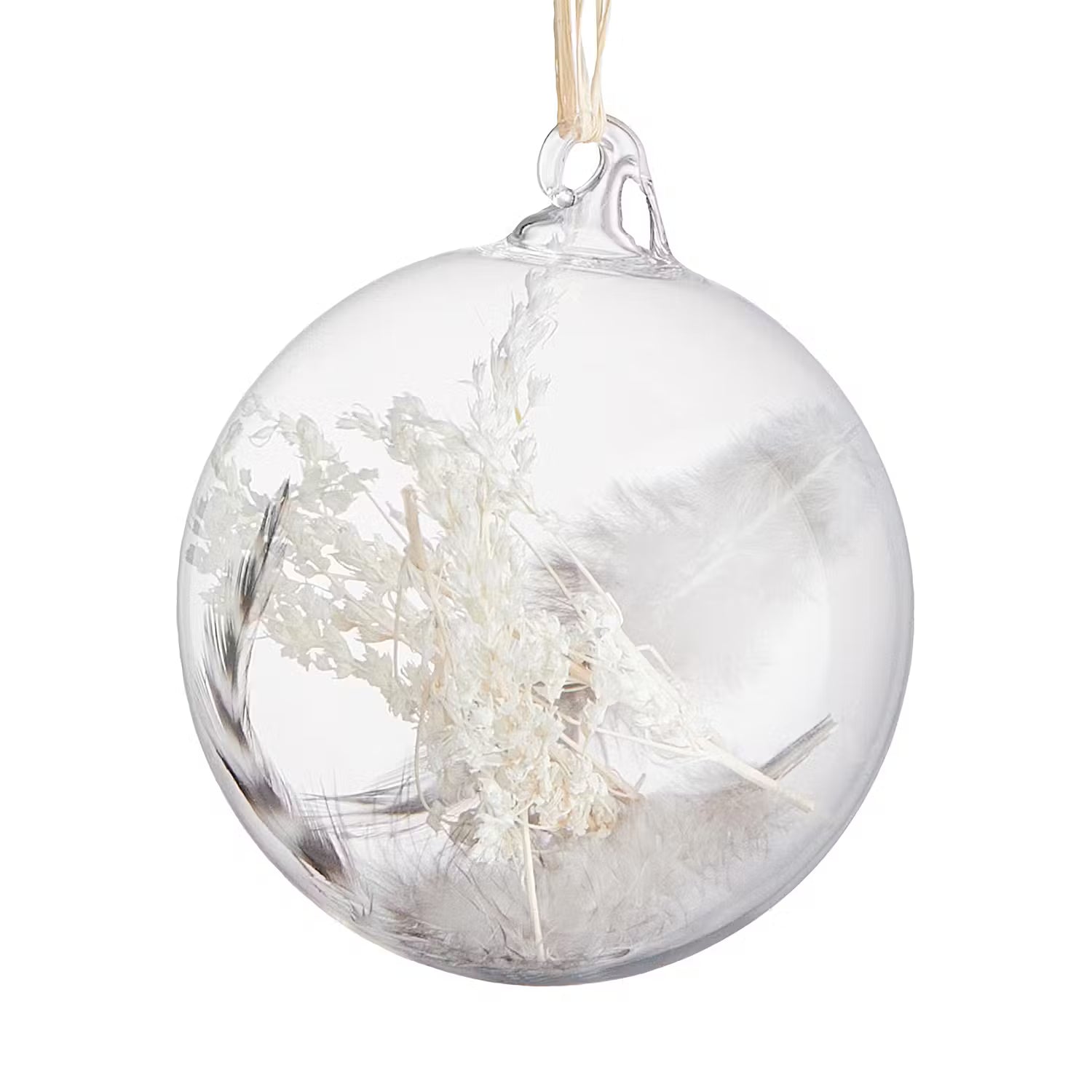 HANG ON Weihnachtskugel Trockenblumen 4er-Set - Glas - Transparent