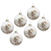 HANG ON Weihnachtskugel Trockenblumen 6er-Set - Glas / Trockenblumen - Transparent / Natur - Durchmesser: 10 cm