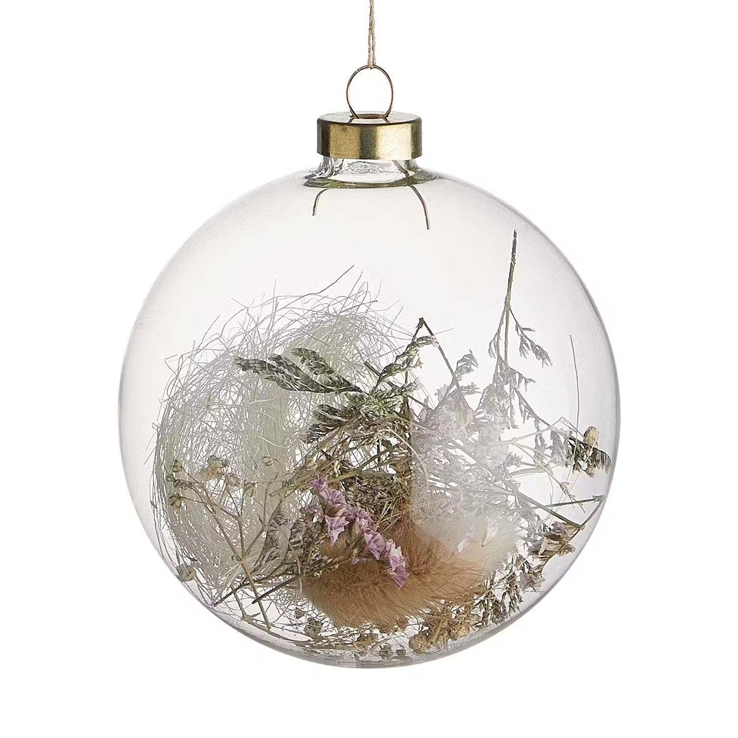 HANG ON Weihnachtskugel Trockenblumen 6er-Set - Glas / Trockenblumen - Transparent / Natur - Durchmesser: 10 cm