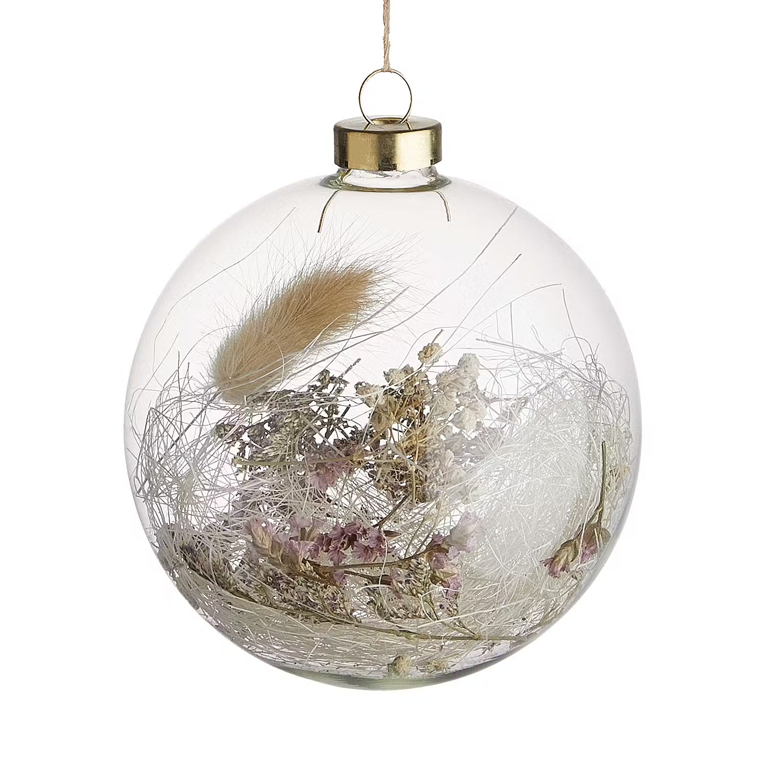 HANG ON Weihnachtskugel Trockenblumen 6er-Set - Glas / Trockenblumen - Transparent / Natur - Durchmesser: 10 cm