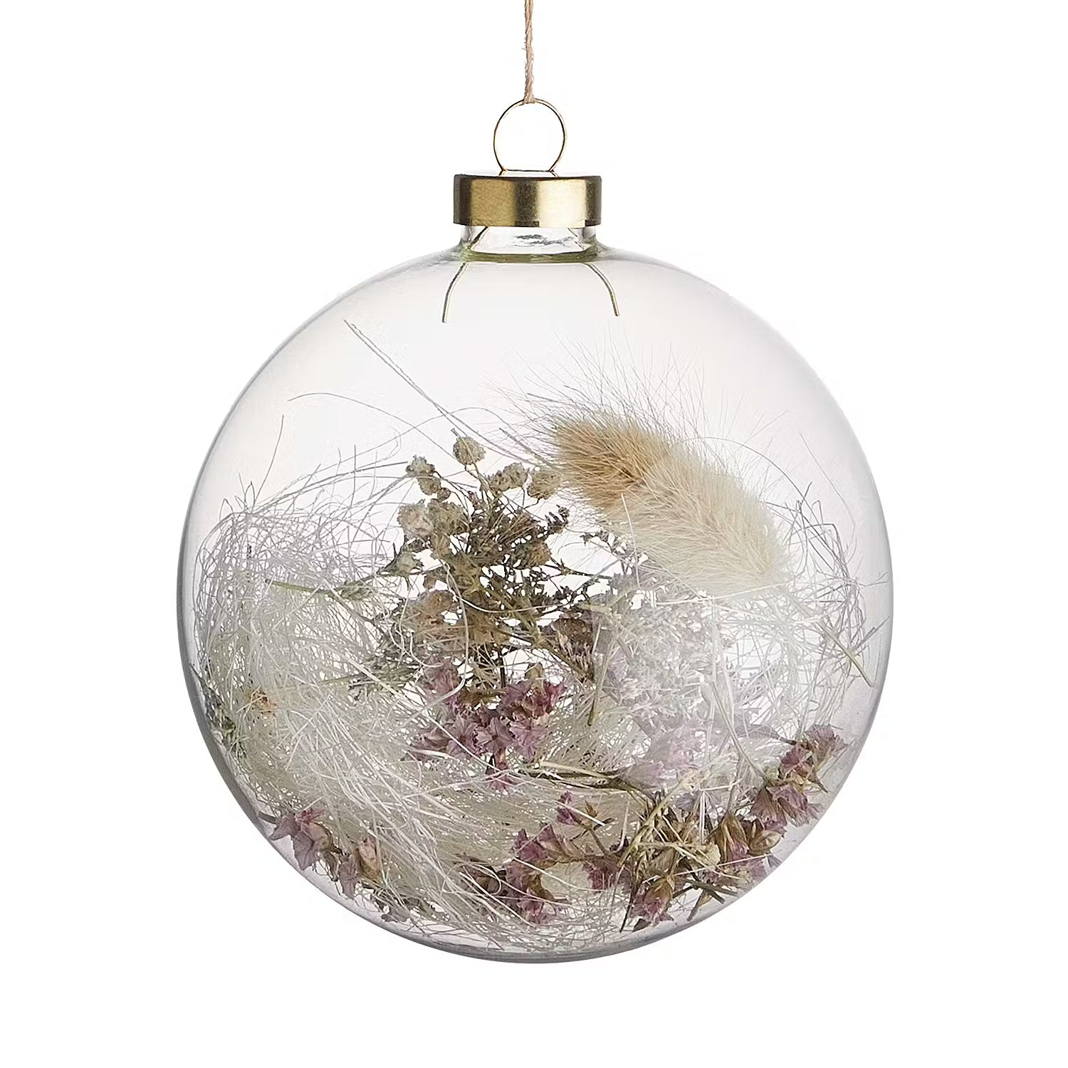 HANG ON Weihnachtskugel Trockenblumen 6er-Set - Glas / Trockenblumen - Transparent / Natur - Durchmesser: 10 cm