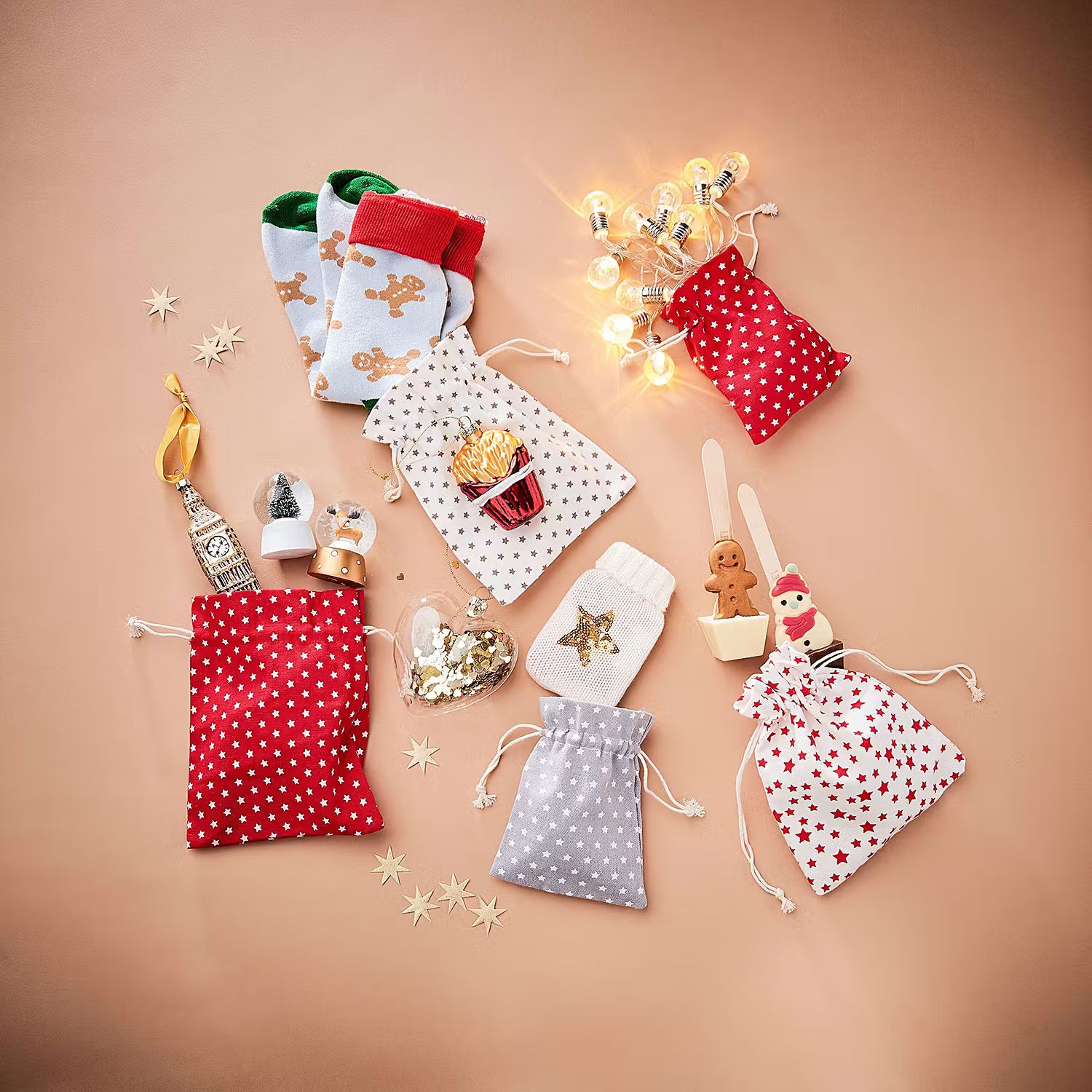 PACK-A-BAG Deko-Säckchen 6er-Set - Baumwolle - Rot - 11 x 14 cm