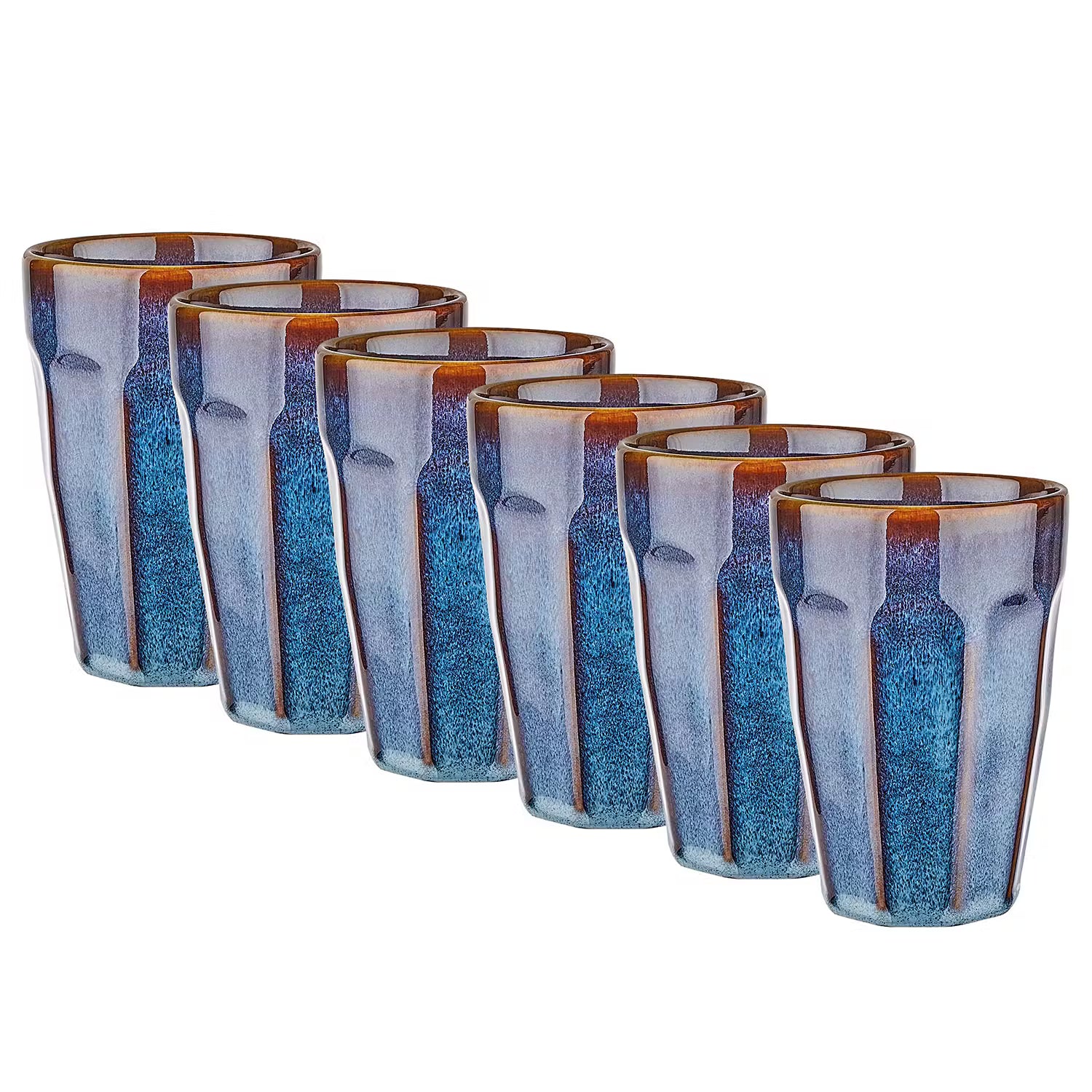 BERGAMO Latte Macchiato Tasse 6er-Set - Steinzeug - Blau
