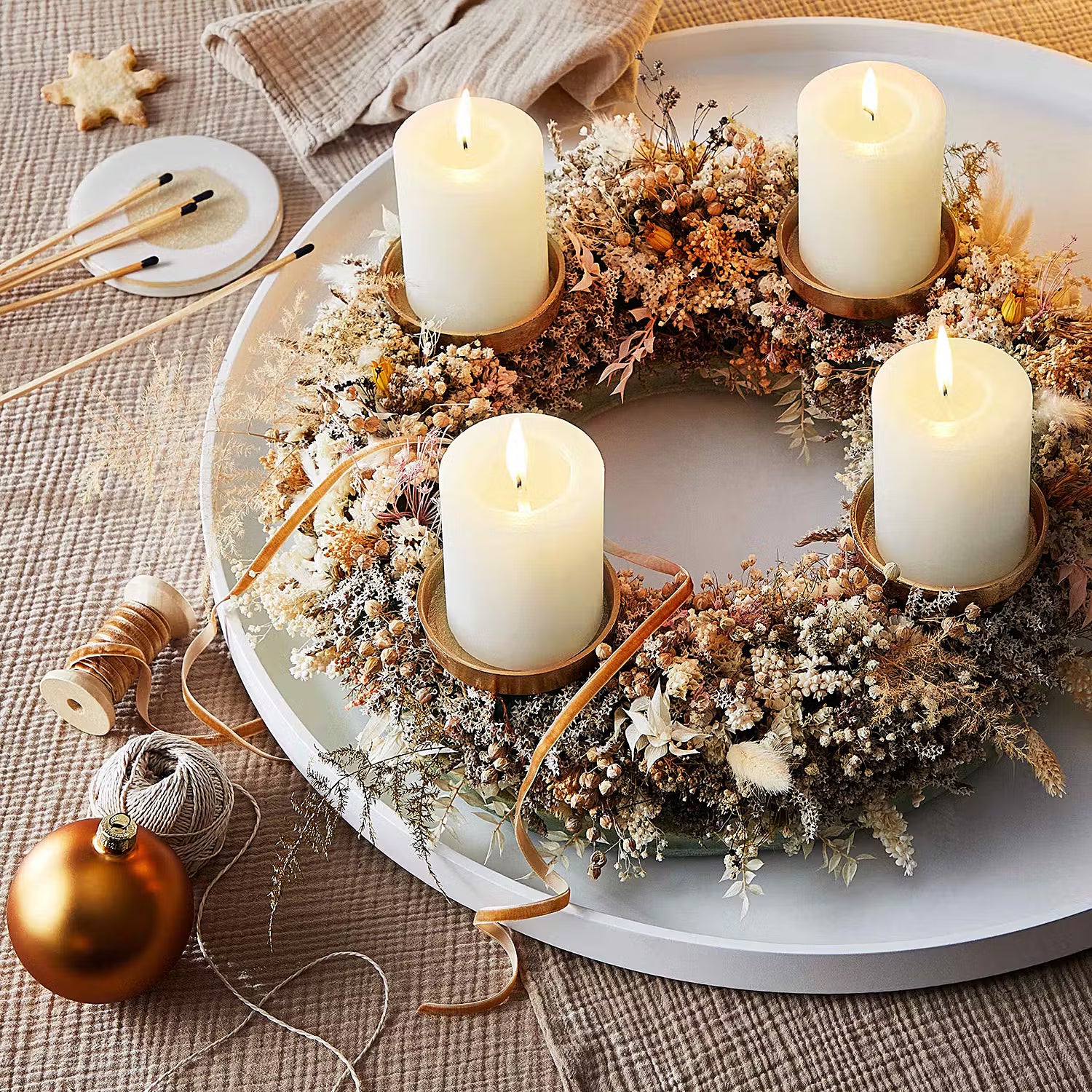 ADVENT Kerzenpick 4er-Set - Aluminium - Gold - 8 x 6 cm